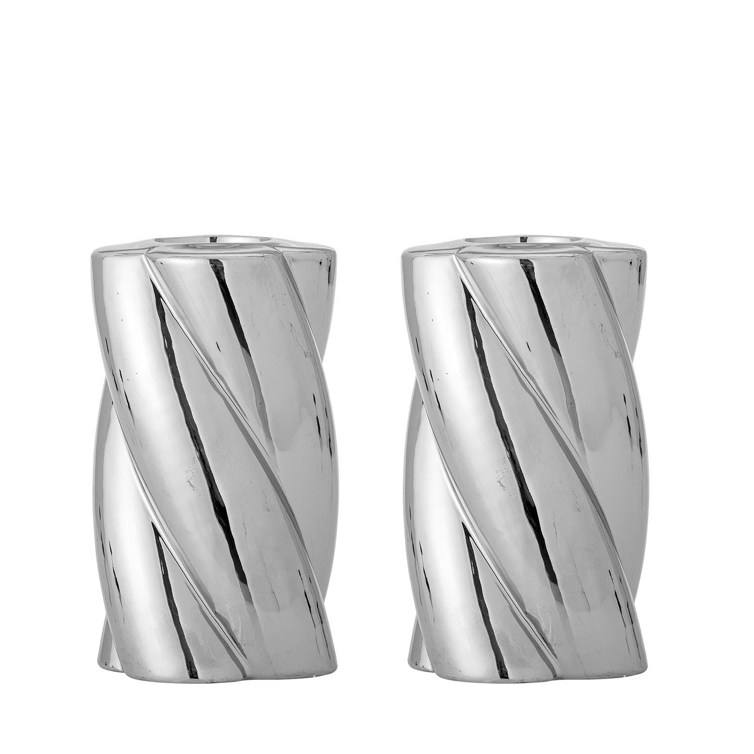 Silvia Kerzenhalter, Silber, Steingut in Silber präsentiert im Onlineshop von KAQTU Design AG. Teelichthalter ist von Bloomingville