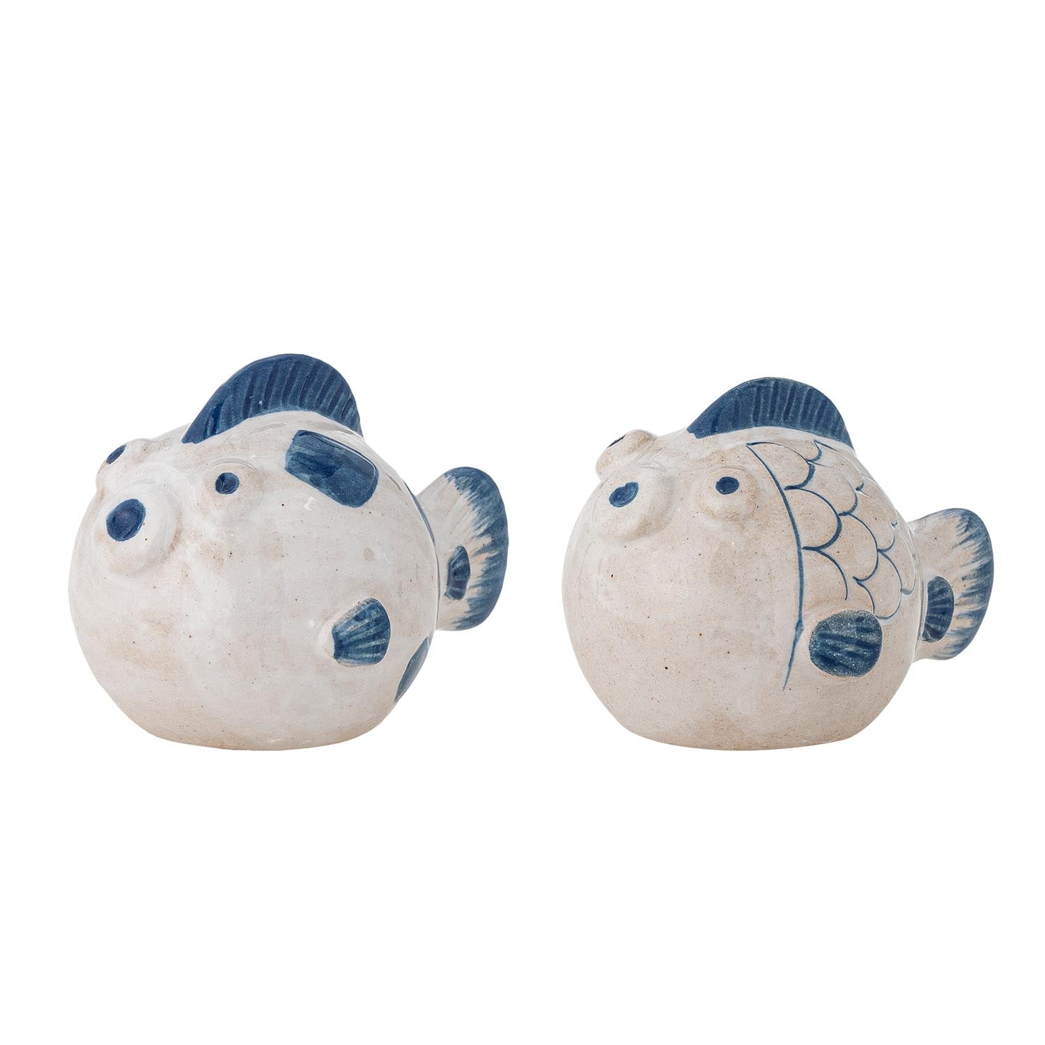 Fugu Salz- und Pfefferset, Blau, Steingut in Blau präsentiert im Onlineshop von KAQTU Design AG. Kochbesteck ist von Bloomingville
