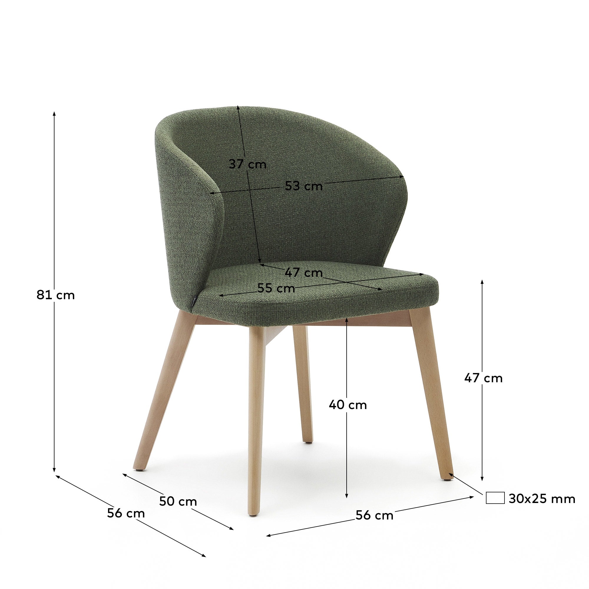 Entdecken Sie den Darice Stuhl von Kave Home: Robustes Buchenholz, stilvoller grüner Chenille-Bezug und umweltfreundliches Design für Ihr Zuhause.