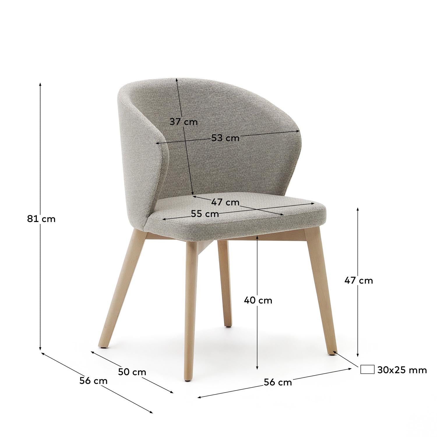 Eleganter Darice Stuhl aus braunem Chenille und massivem Buchenholz mit umweltfreundlichem Finish. Ideal für stilvolle Wohnräume.
