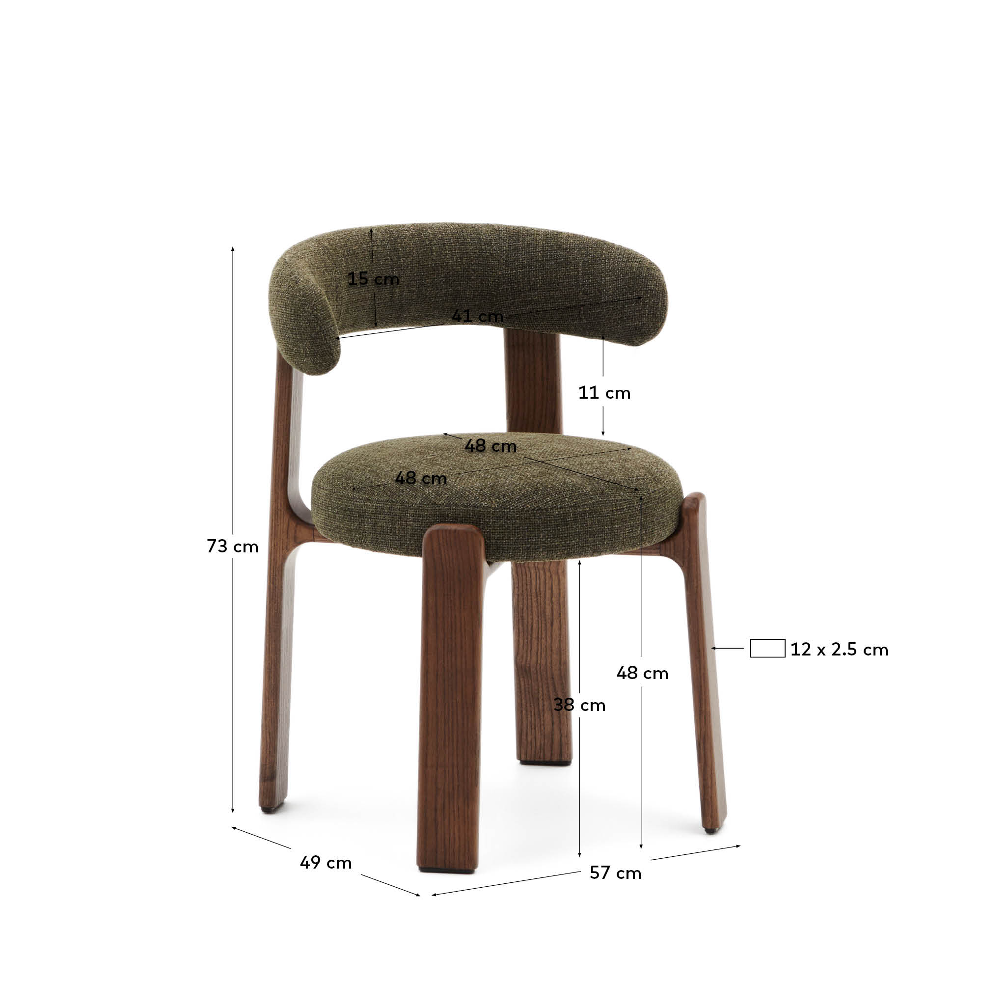 Erleben Sie den Stuhl Granite von Kave Home: Hochwertiges Eschenholz, luxuriöser grüner Chenille-Stoff und zeitloses skandinavisches Design für Ihr Zuhause.
