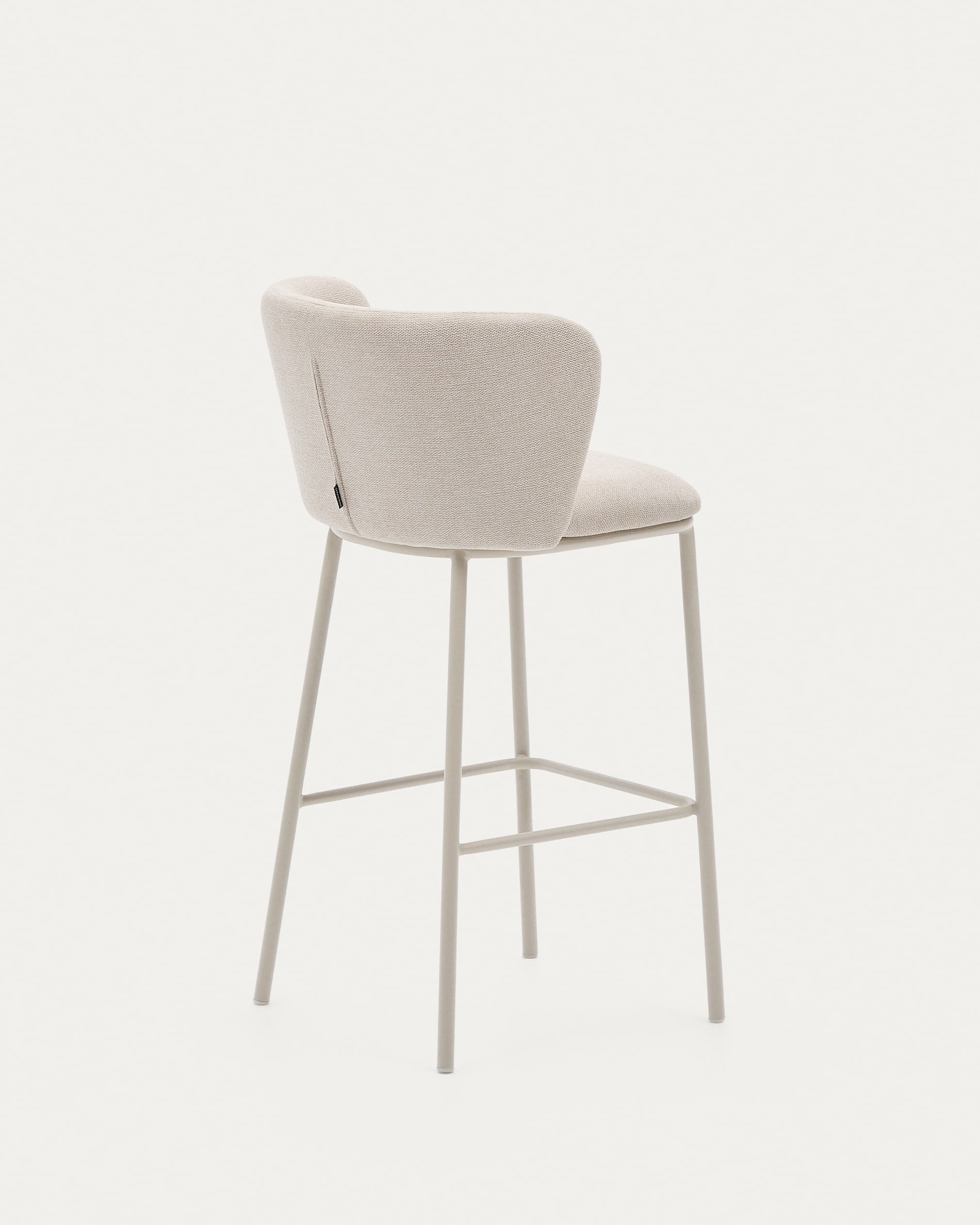 Moderner Hocker Ciselia, 75 cm hoch, aus beigem Chenille und Stahl, FSC-zertifiziert, perfekt für stilvolle Einrichtung.