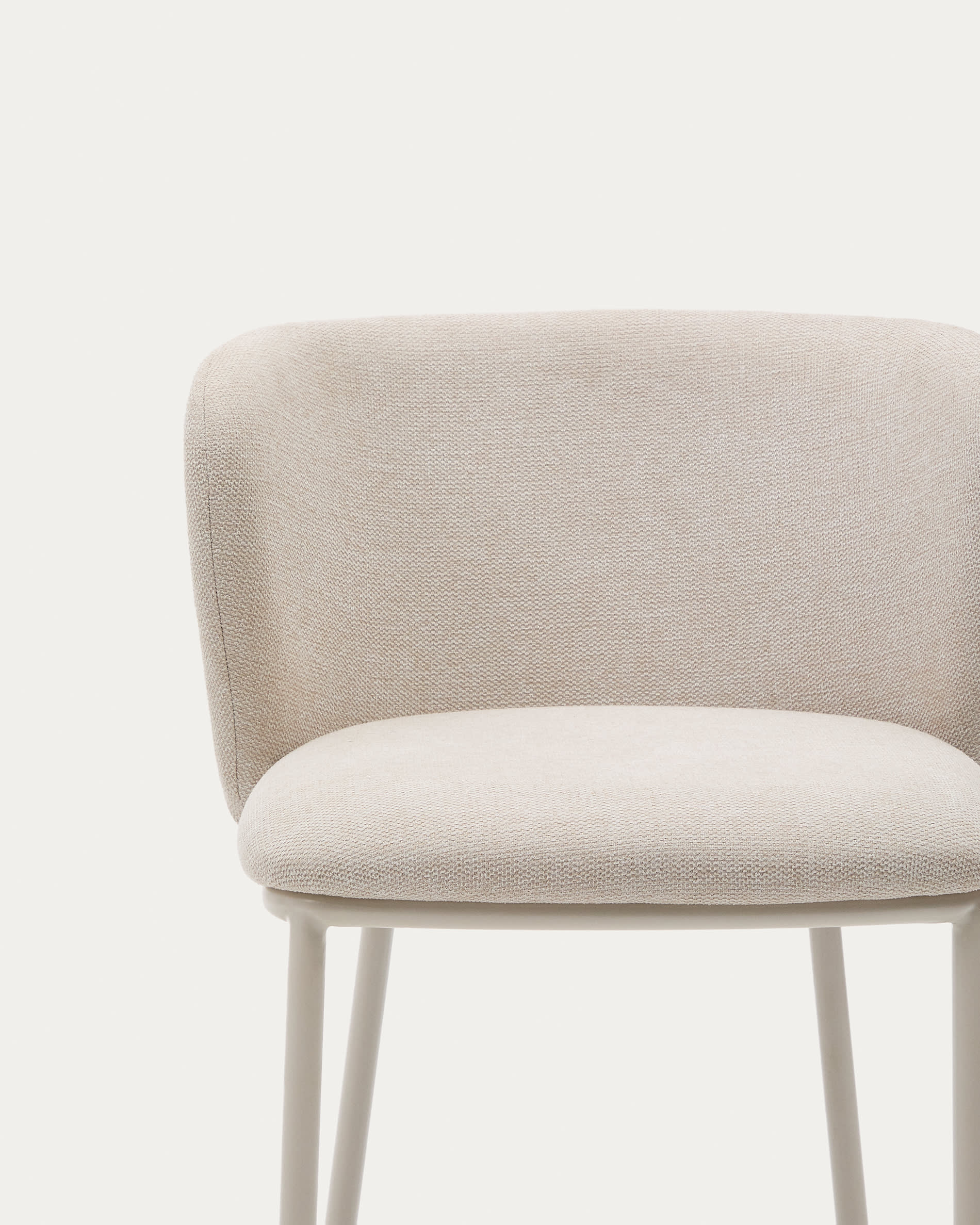 Stilvoller Hocker Ciselia, 75 cm hoch, aus luxuriösem beigem Chenille und robustem Stahl, nachhaltig produziert für Ihr Zuhause.