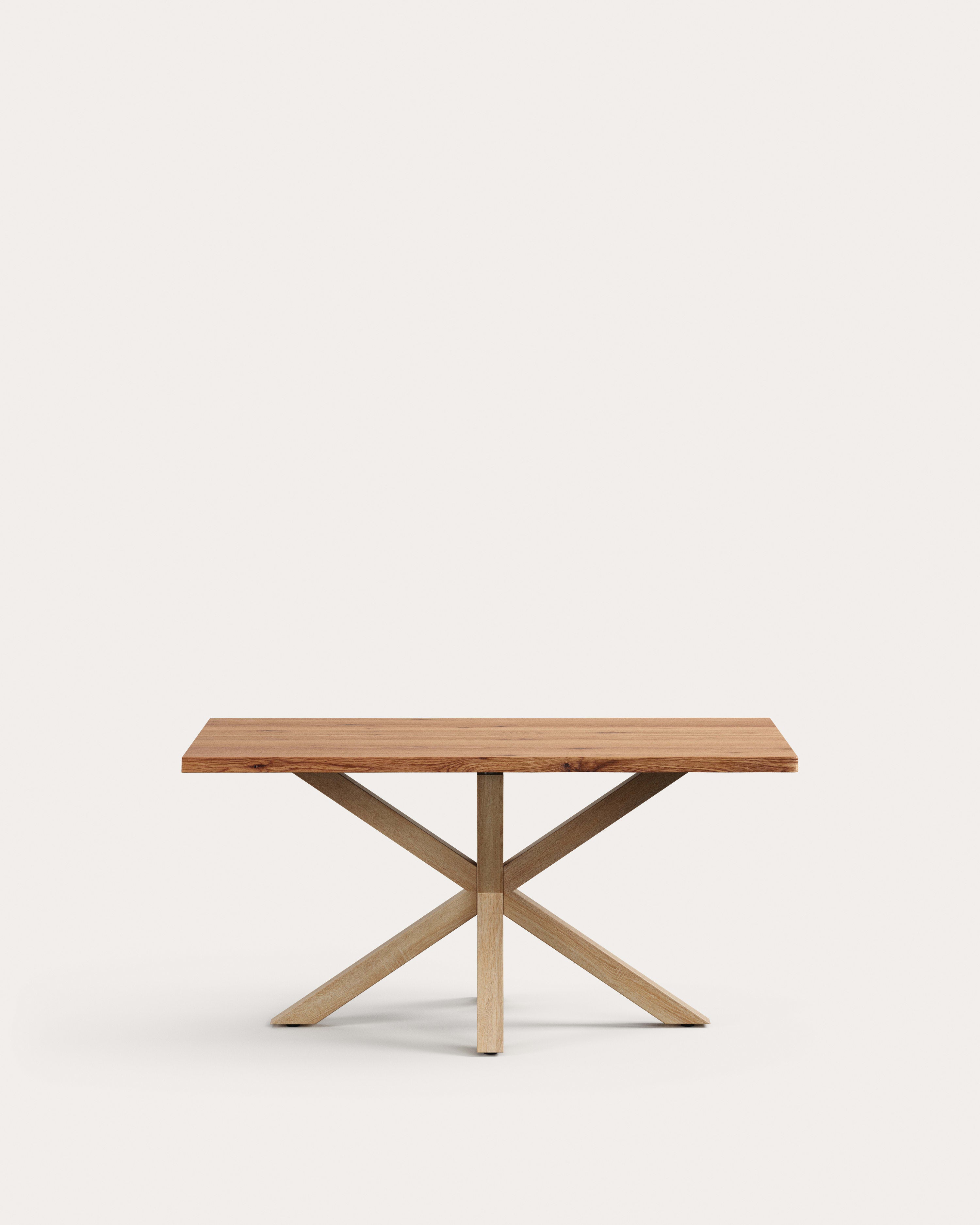Tisch Argo aus Eichenfurnier mit natürlicher Oberfläche und Beinen aus Stahl in Holzoptik, 160 x 90 cm in  präsentiert im Onlineshop von KAQTU Design AG. Esstisch ist von Kave Home