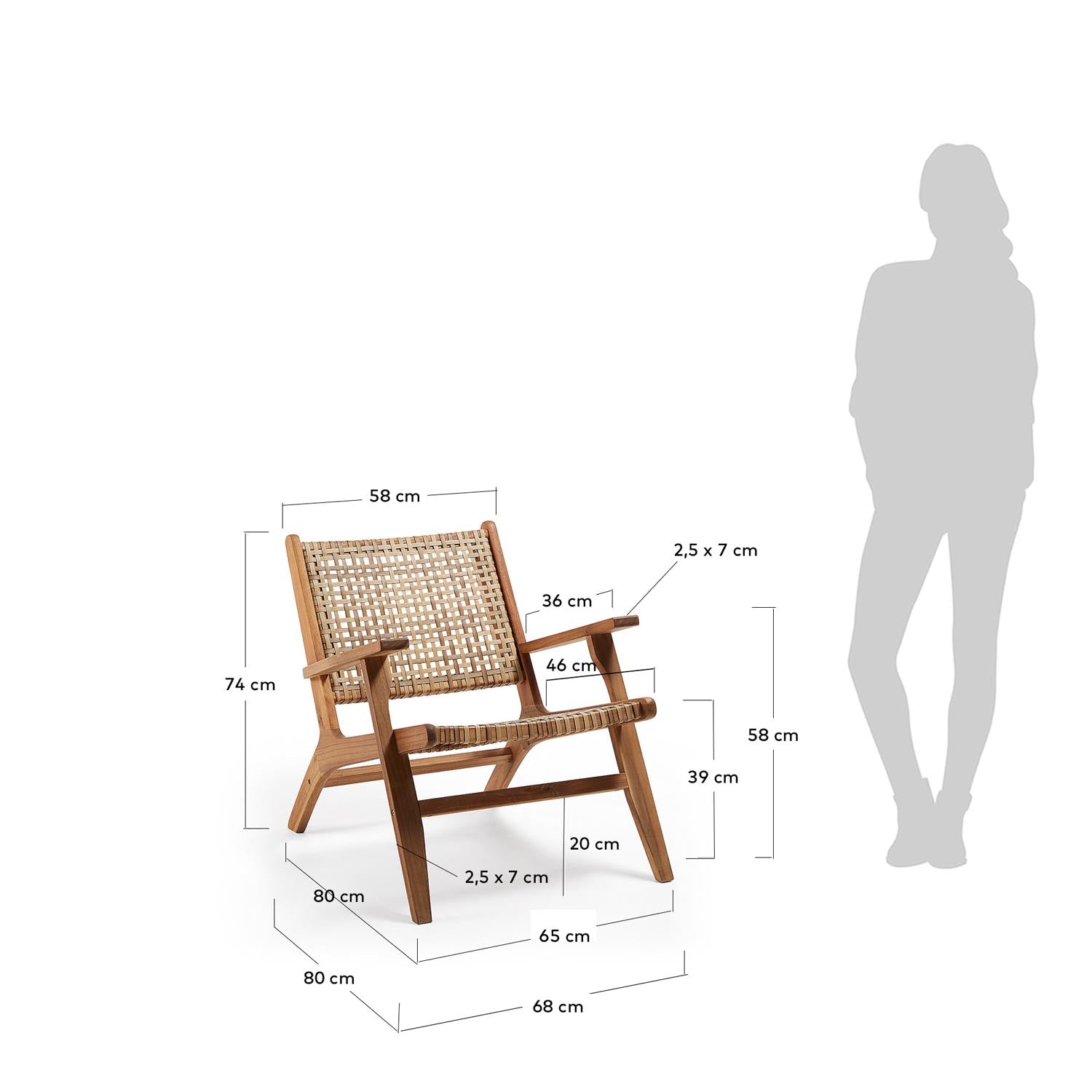 Grignoon Sessel: Stilvolles Design aus FSC-zertifiziertem Akazienholz und pflegeleichtem Korbgeflecht für Ihren perfekten Aussenbereich.