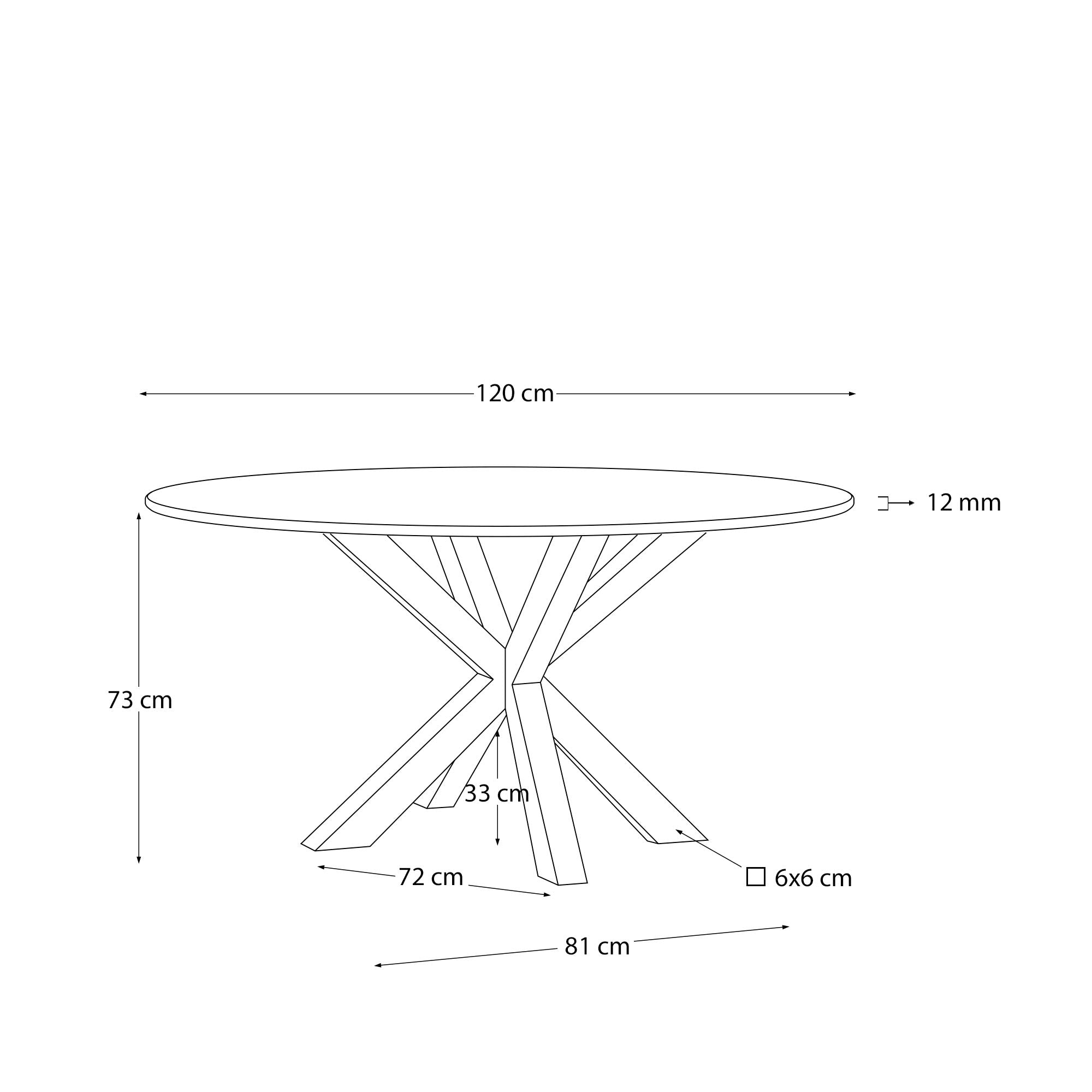 Eleganter runder Tisch Argo von Kave Home, Ø 120 cm, mit edler Glasplatte und robusten Stahlbeinen – ideal für gesellige Esszimmermomente.