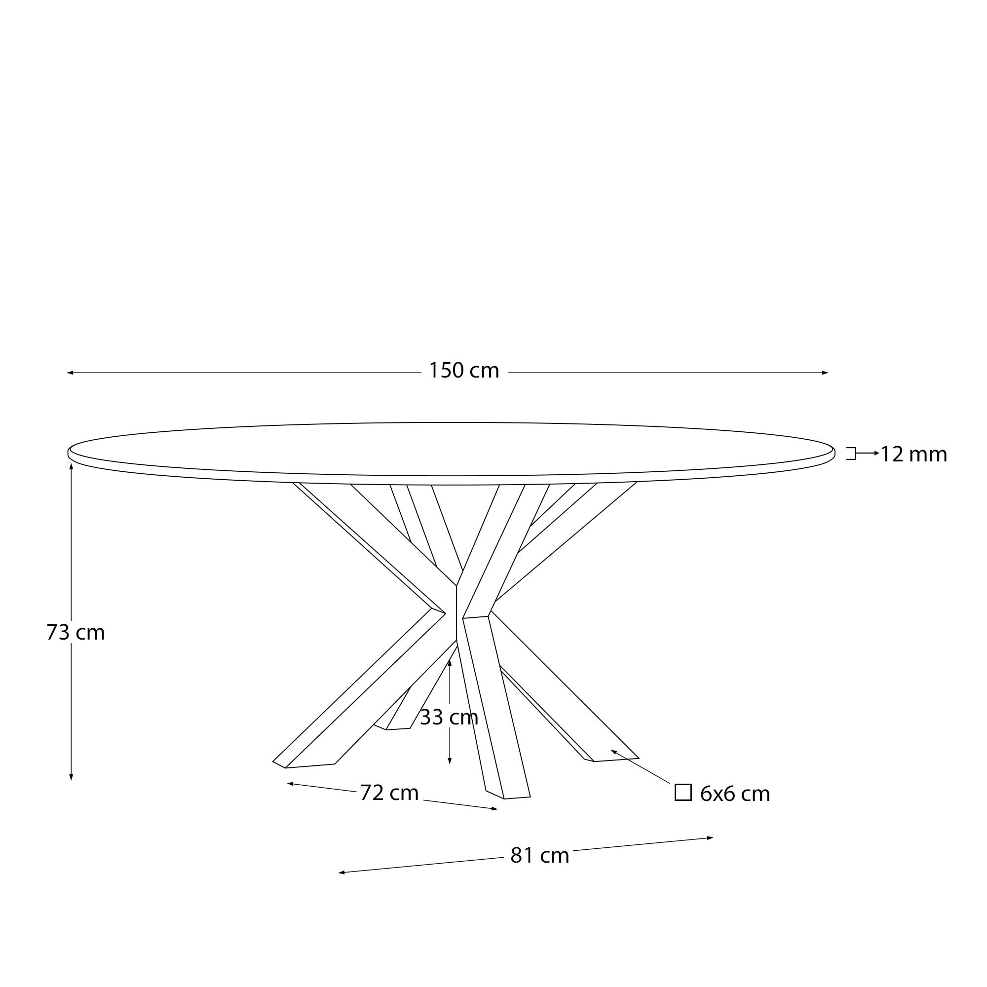 Erleben Sie den modernen Tisch Argo von Kave Home: Ø 150 cm, zeitlose Glasplatte, robuste Stahlbeine in Schwarz – ideal für Ihr Esszimmer.