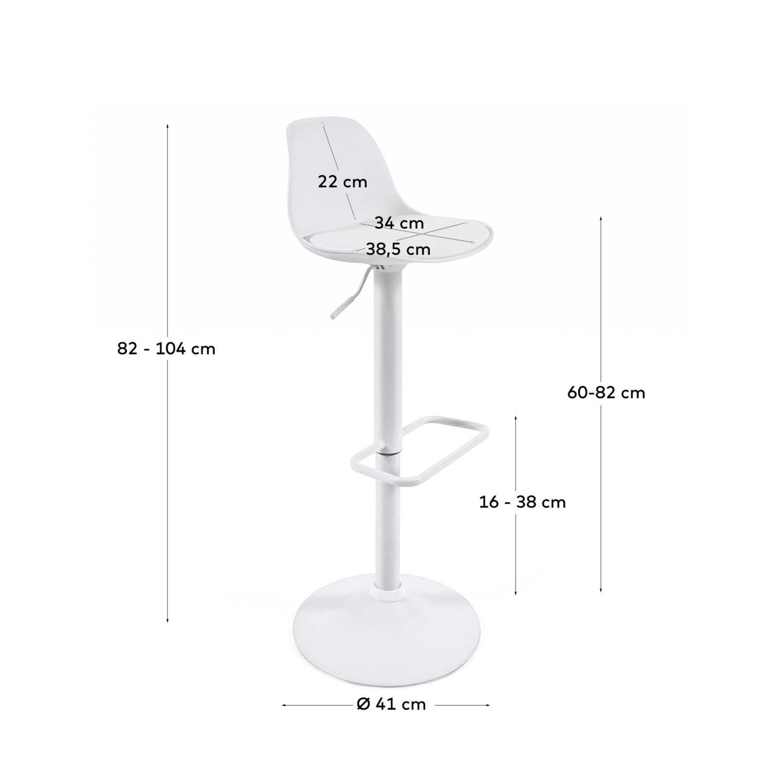 Moderner Hocker Orlando - T von Kave Home: Verstellbare Höhe, stilvolles Design aus Kunstleder und robustem Stahl für jeden Raum.