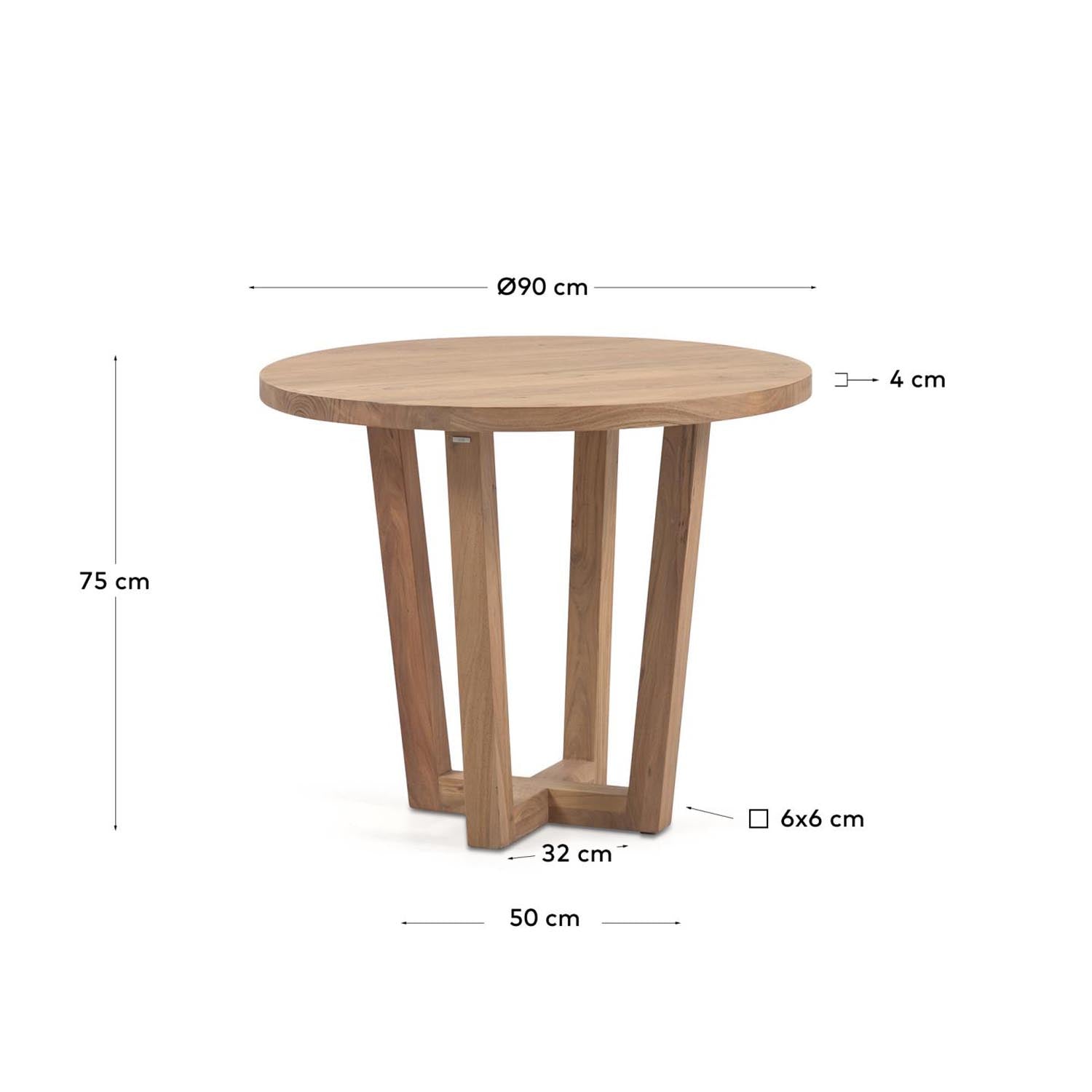 Entdecke den Nahla Tisch aus robustem Akazienholz, Ø 90 cm. Perfekt für gesellige Runden und stilvolle Essbereiche.