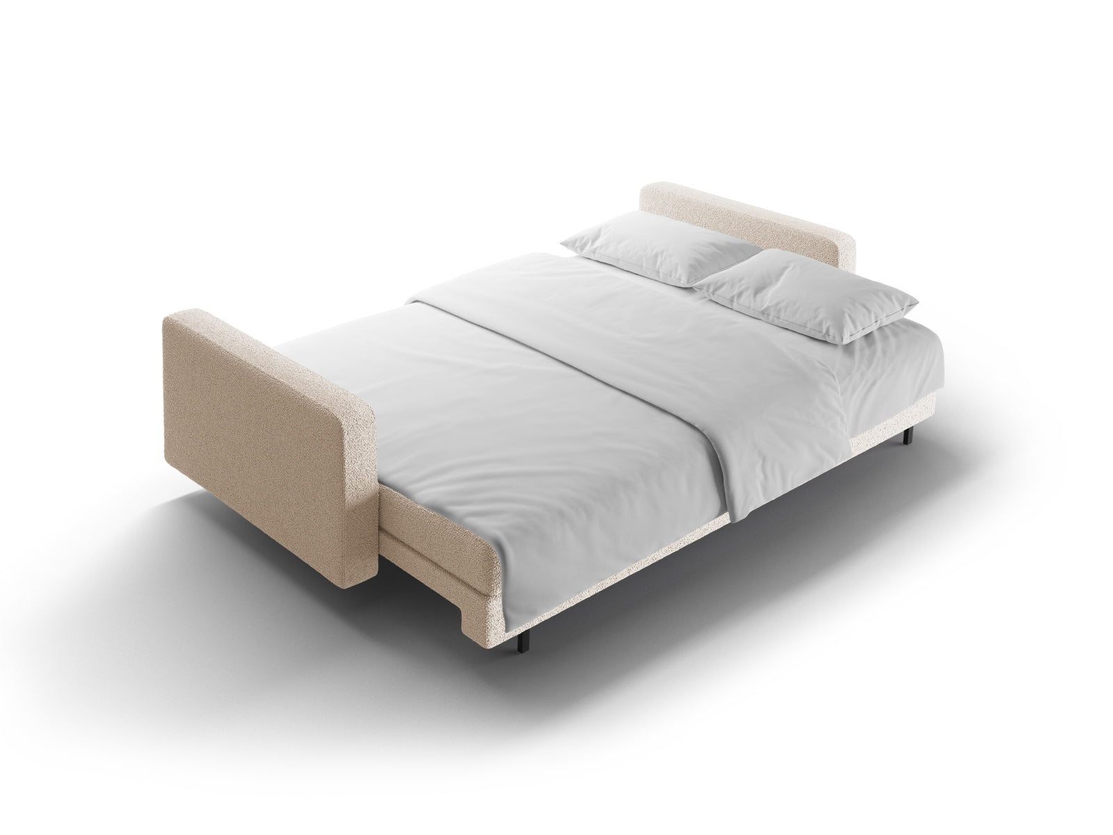 Beige 3-Sitzer Sofa Bali von Cosmopolitan Design, stilvolles Bettsofa mit praktischer Schlaffunktion und integriertem Stauraum.