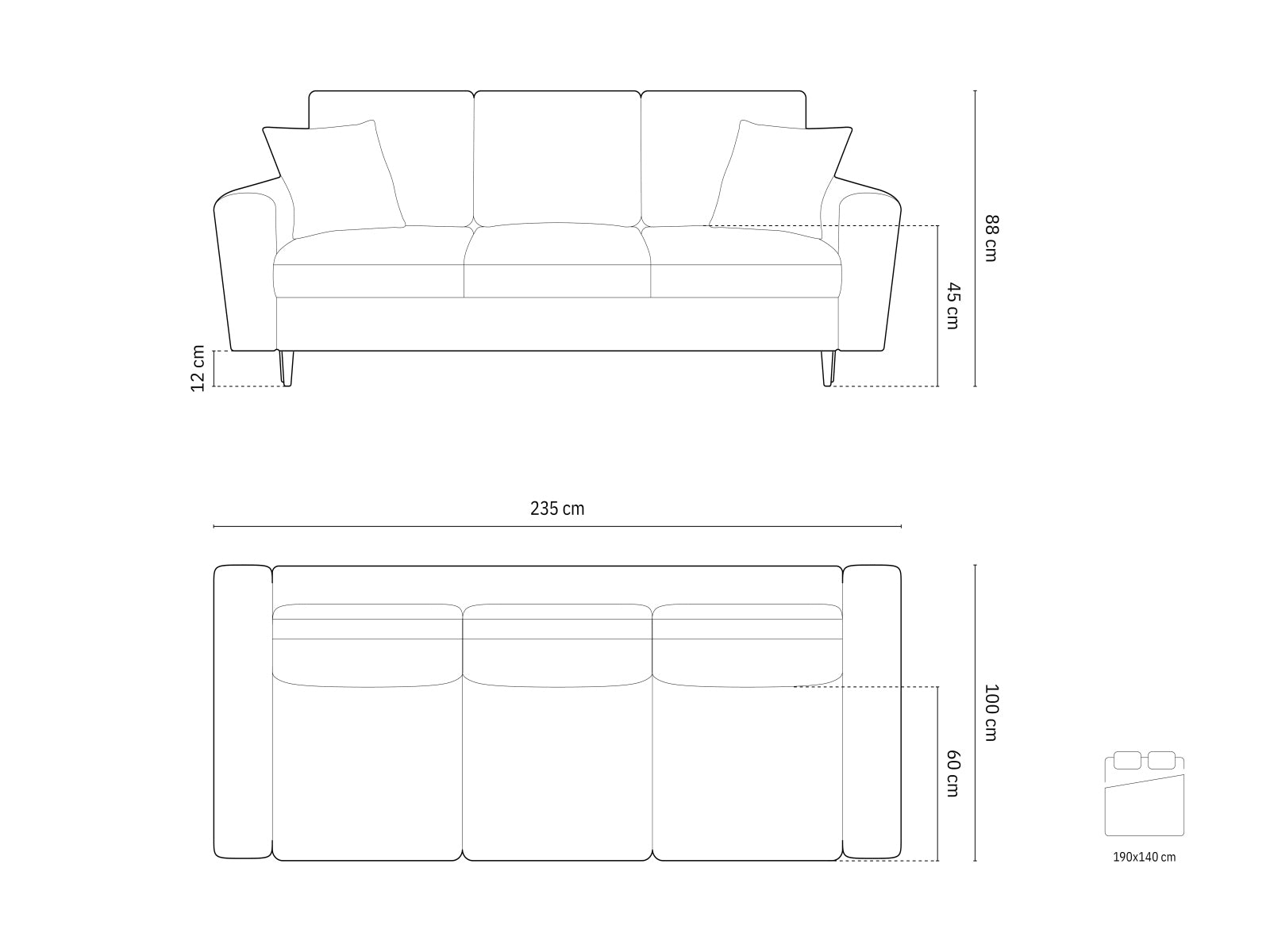 Stylisches Kyoto Sofa in Petrol-Riviera, 3-Sitzer mit integrierter Schlaffunktion und Stauraum, ideal für vielseitige Wohnkonzepte.