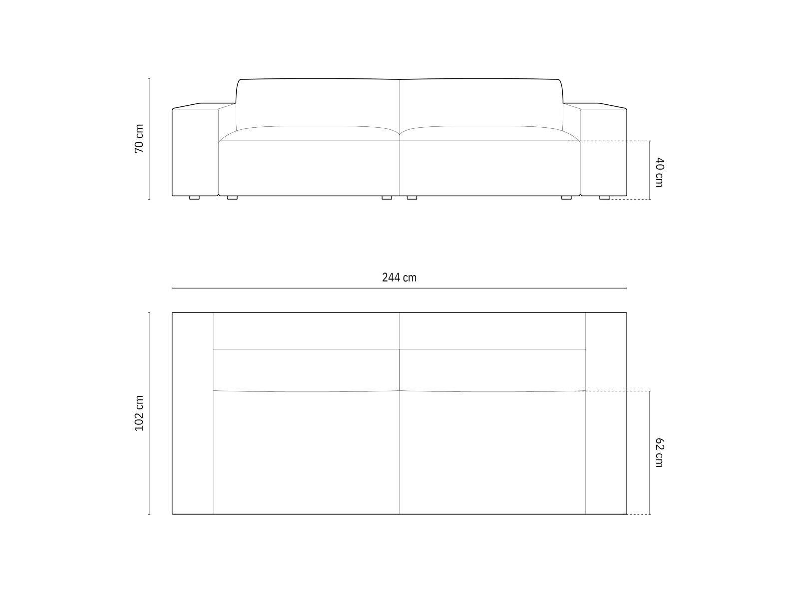 Elegantes 4-Sitzer Sofa Chicago in zartem Beige, ideal für entspannte Abende und modernes Wohndesign.