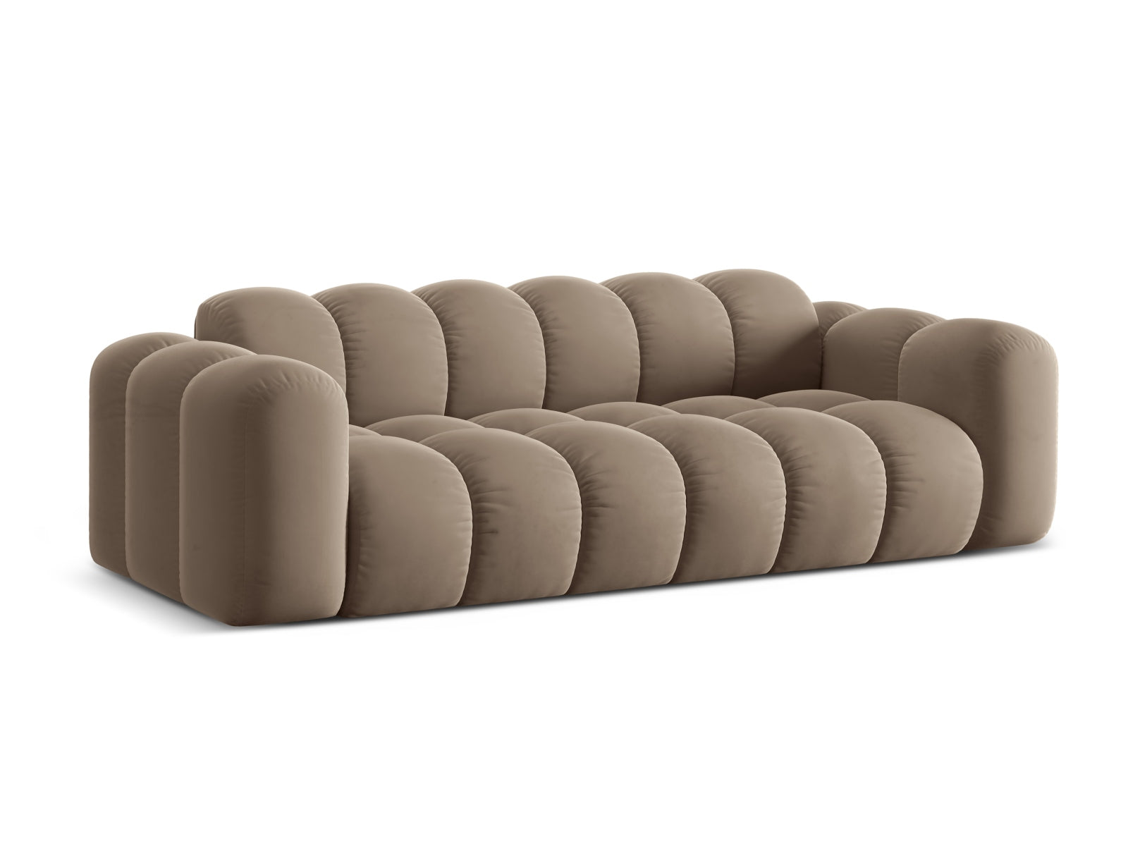 Elegantes 4-Sitzer Sofa Treno in stilvollem Cappuccino-Bluvel, ideal für moderne Wohnräume, erhältlich bei KAQTU Design AG.