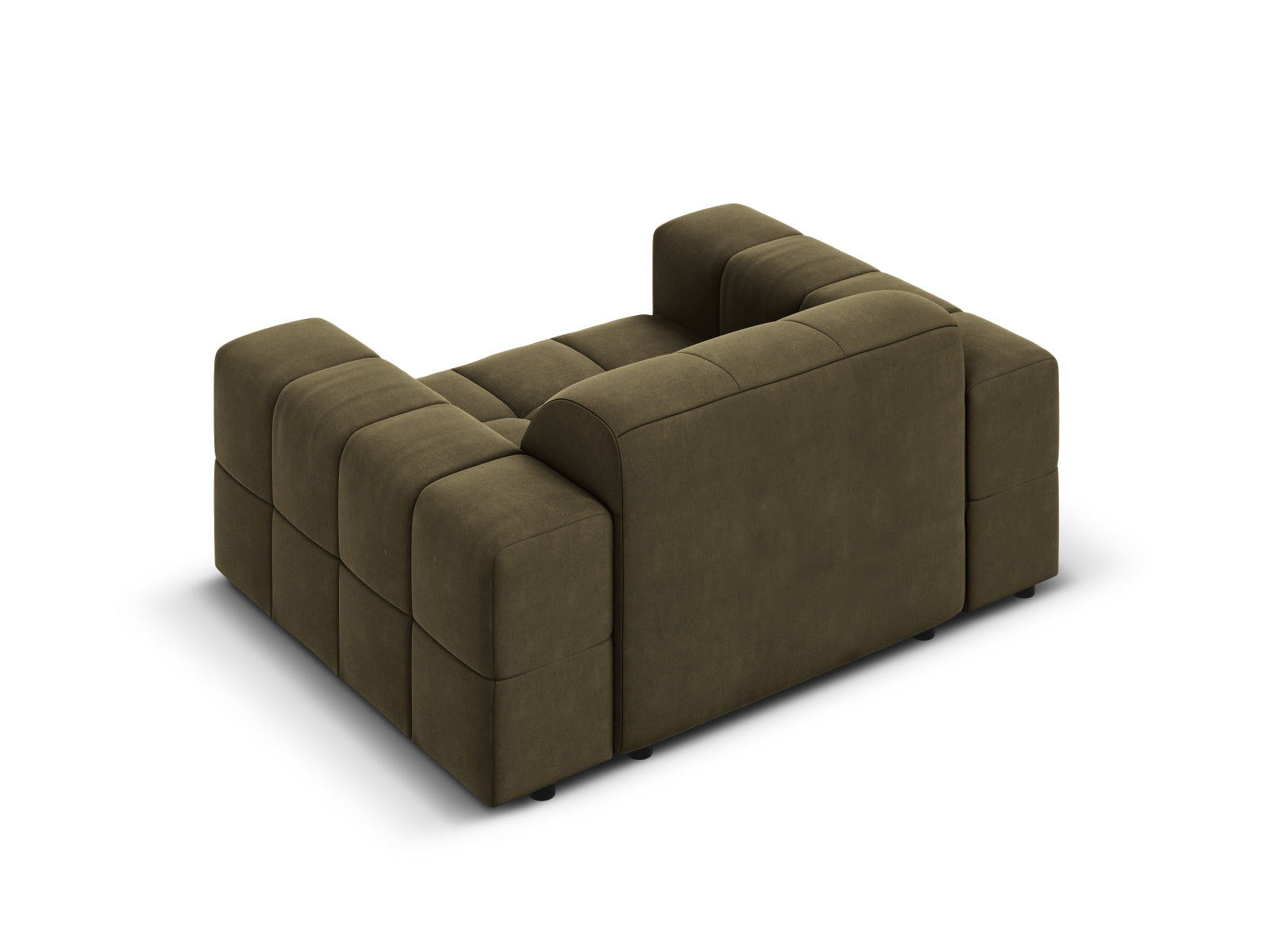 Moderner 1-Sitzer Sessel Chicago in trendigem Green-Bluvel, perfekt für gemütliche Ecken und stilvolle Einrichtungsideen.