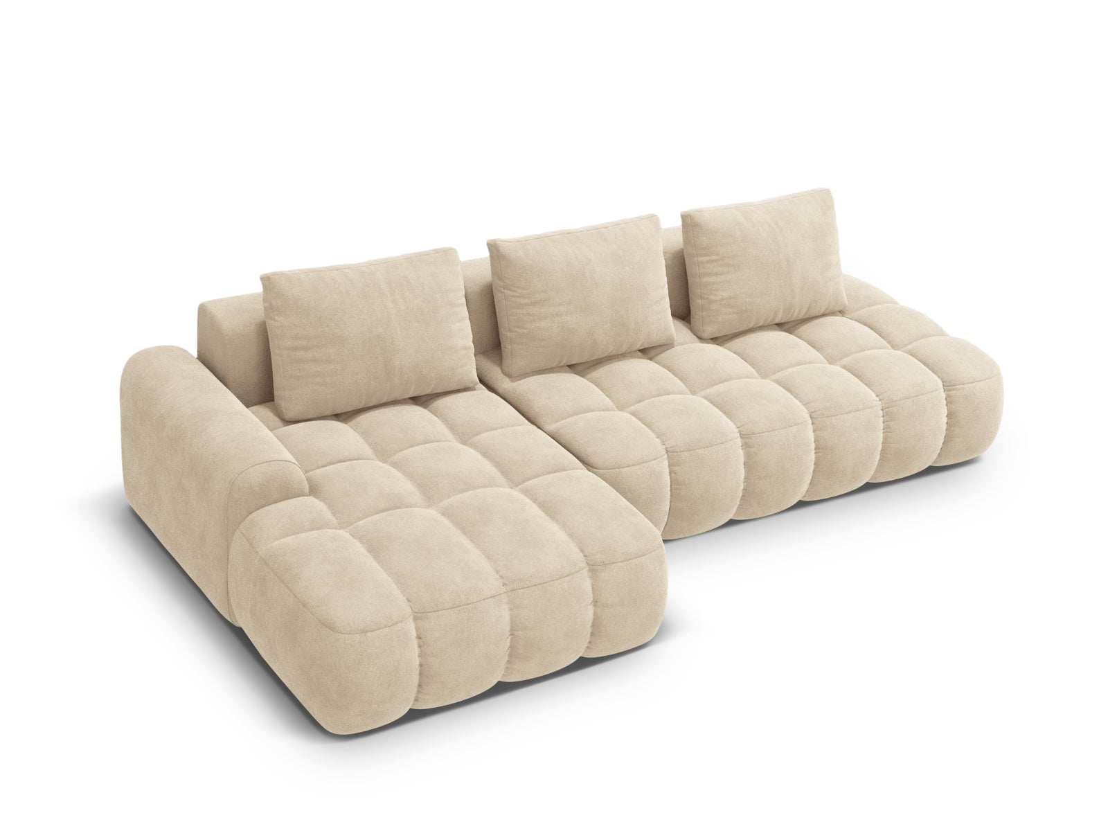 Modernes Linz Ecksofa mit offener linker Seite, 3-Sitzer, ausgestattet mit Schlaffunktion und Stauraum für zusätzlichen Komfort.