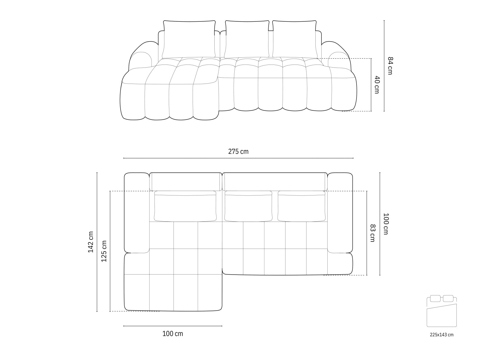 Modernes Linz Ecksofa links in stilvollem Blau, ideal für kleine Räume, mit Schlafoption und integriertem Stauraum für zusätzlichen Komfort.