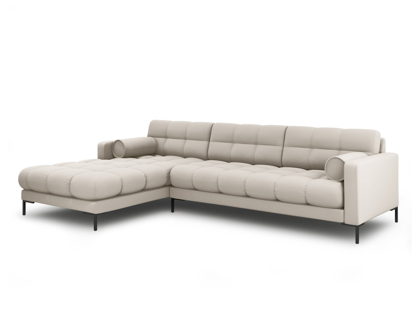 Beige 5-Sitzer Ecksofa links Bali von Cosmopolitan Design, stilvolles und modernes Möbelstück für Ihr Wohnzimmer.