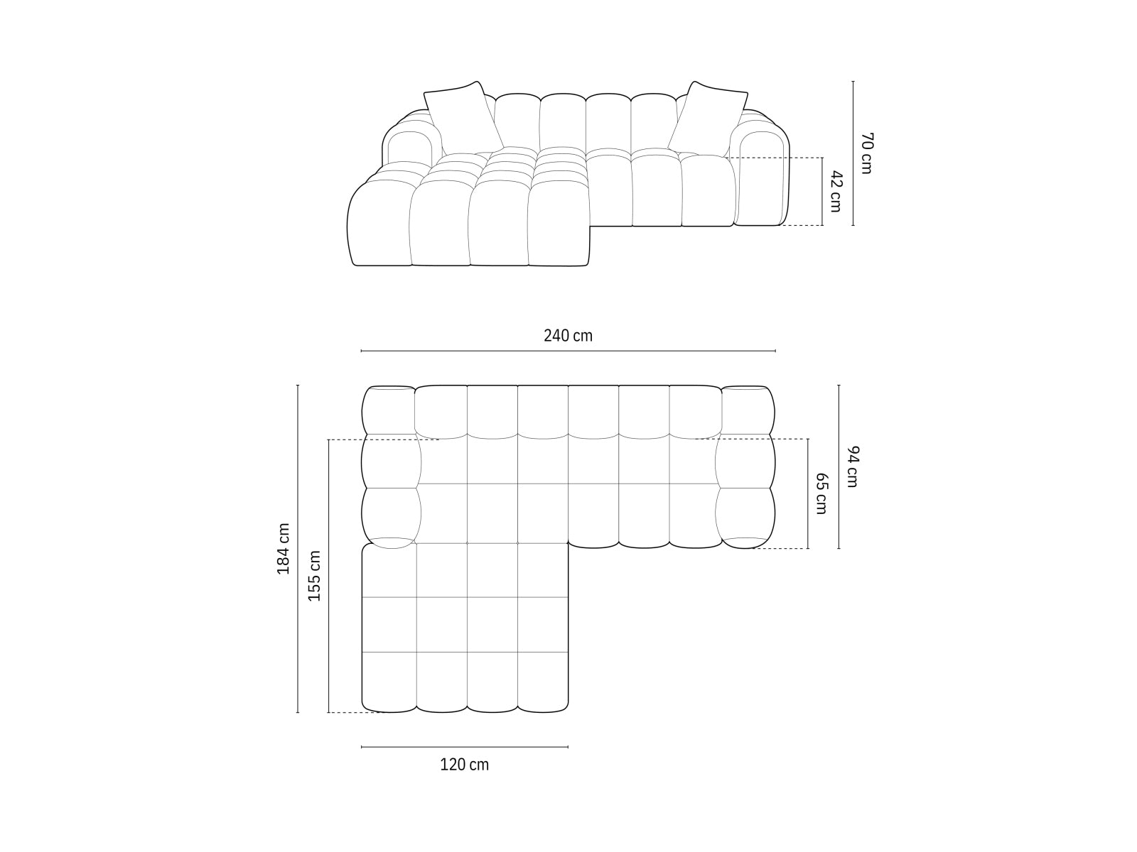 Modernes 3-Sitzer Ecksofa Treno in edlem Dunkelbeige, perfekt für stilvolle Wohnzimmer, angeboten von Cosmopolitan Design.