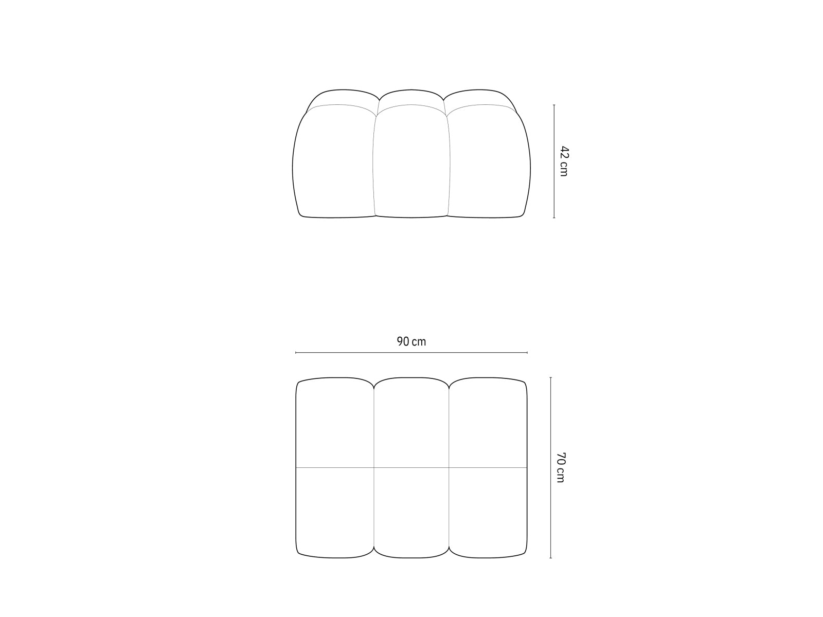 Stylischer 1-Sitzer Pouf Treno in edlem Dunkelbeige, perfekt für zeitgemäße Inneneinrichtungen. Hochwertige Verarbeitung von Cosmopolitan Design.