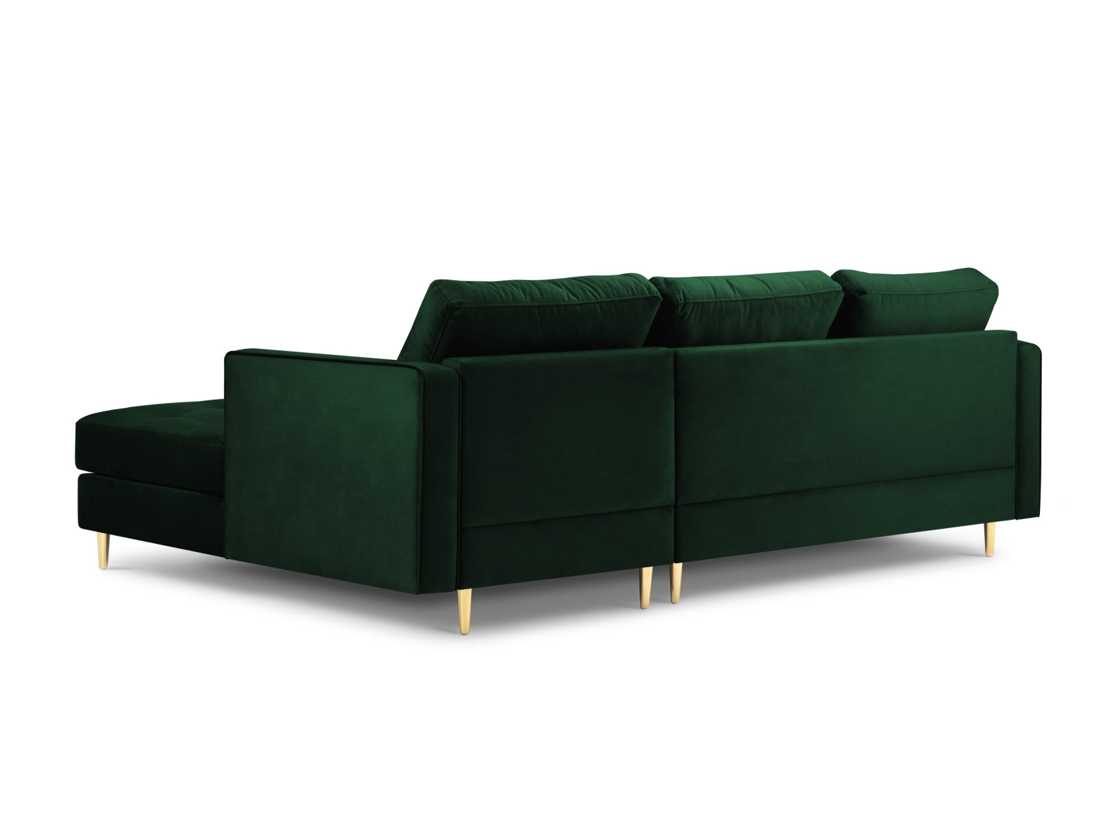 Modernes 4-Sitzer Ecksofa rechts Aspen in edlem Flaschengrün, perfekt für gemütliche Abende und stilvolle Einrichtungsideen.