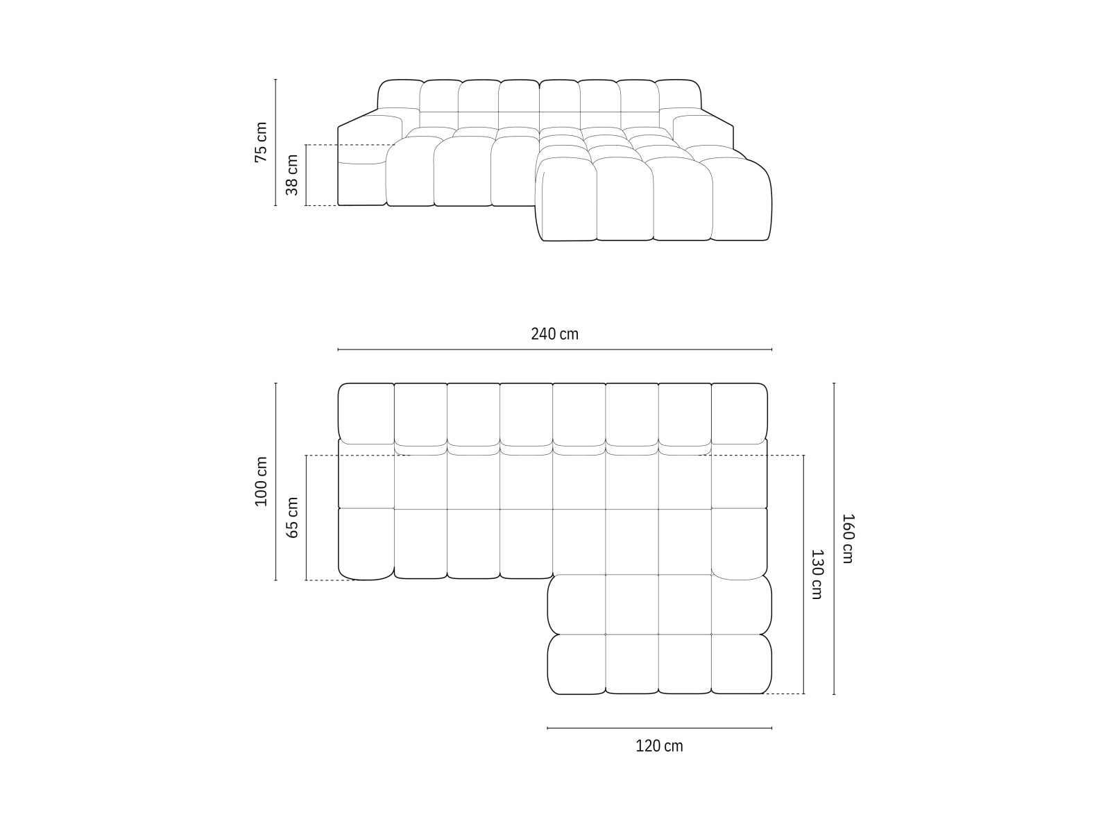 Modernes 2-Sitzer Ecksofa rechts Hawaii in zeitlosem Anthrazit, perfekt für stilvolle Wohnzimmer und gemütliche Entspannung.