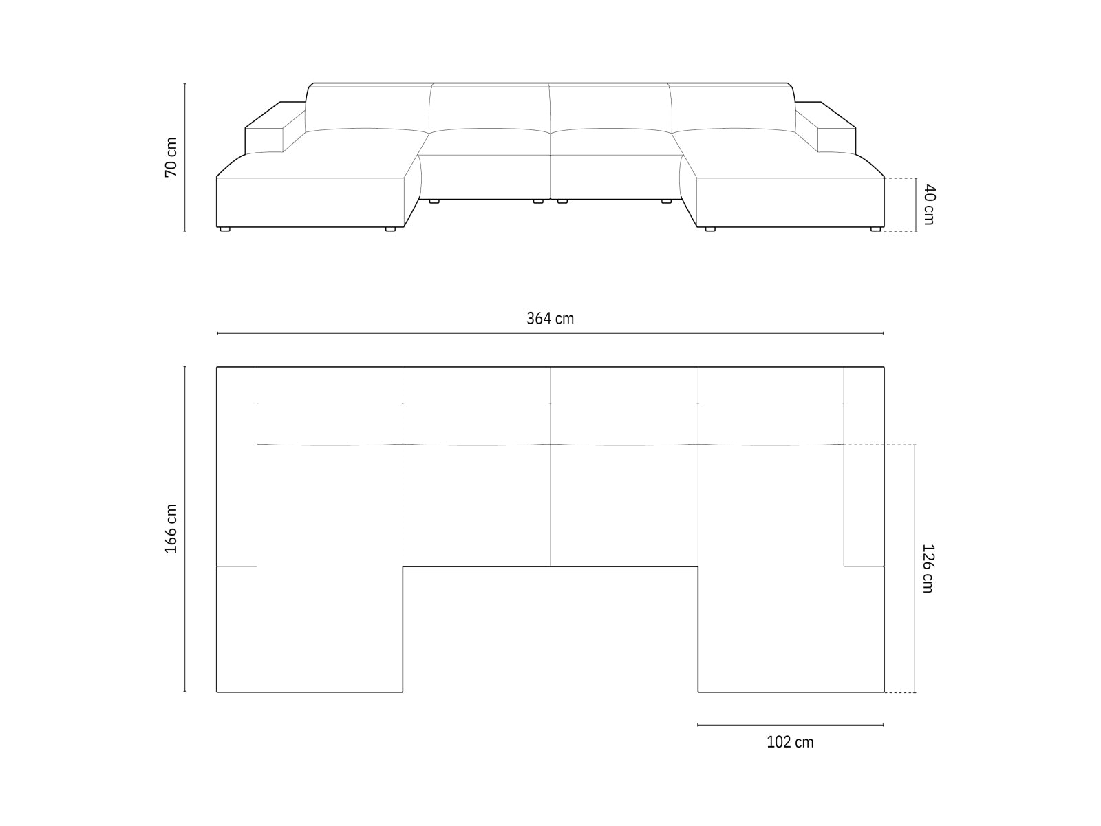 Elegantes 6-Sitzer Sofa Chicago in Beige, 166 cm, perfekt für stilvolle Wohnräume und gesellige Abende.