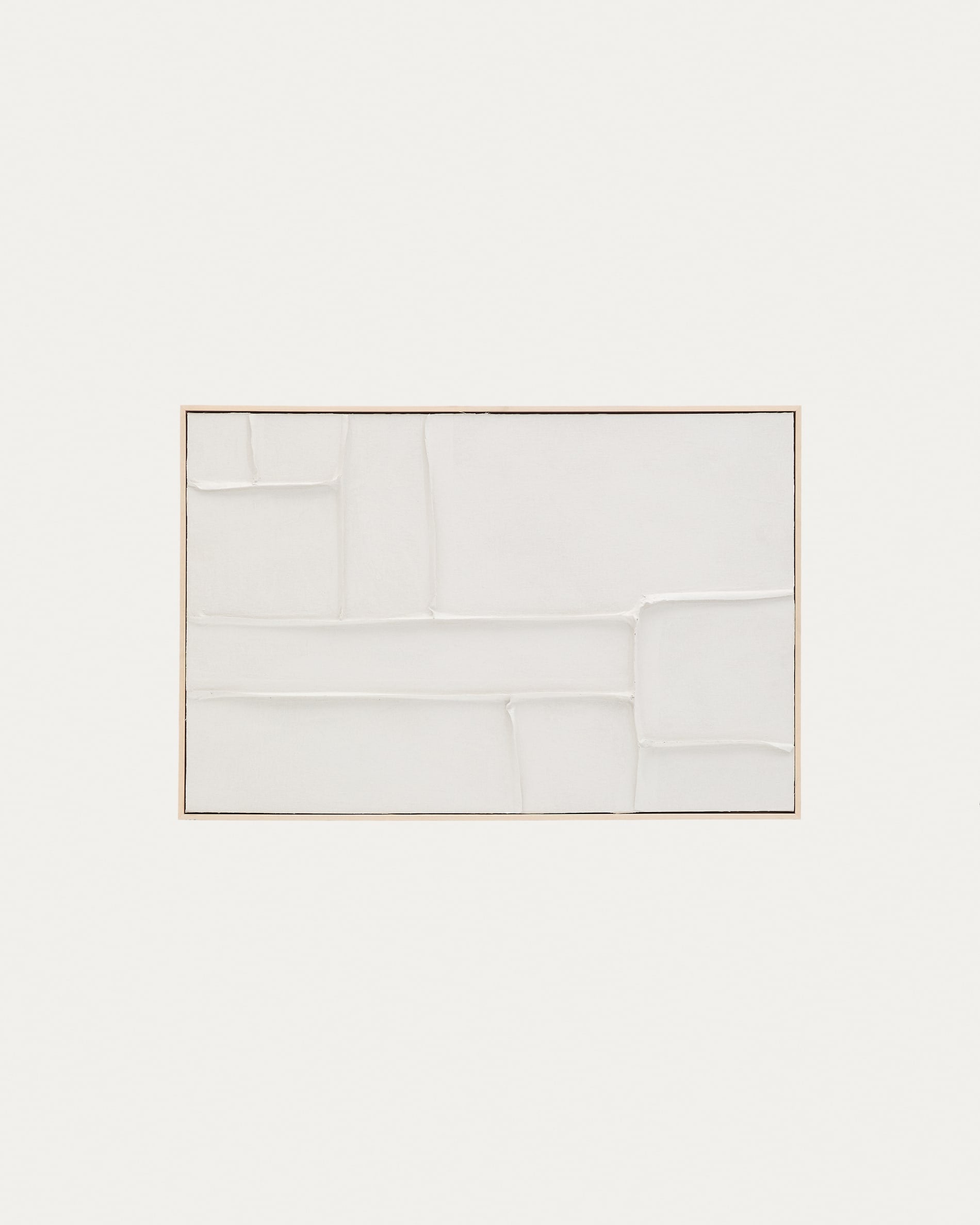 Elegantes Leinwandbild Klis von Kave Home, 60 x 90 cm, mit modernen weißen geometrischen Designs, ideal für eine stilvolle Raumgestaltung.