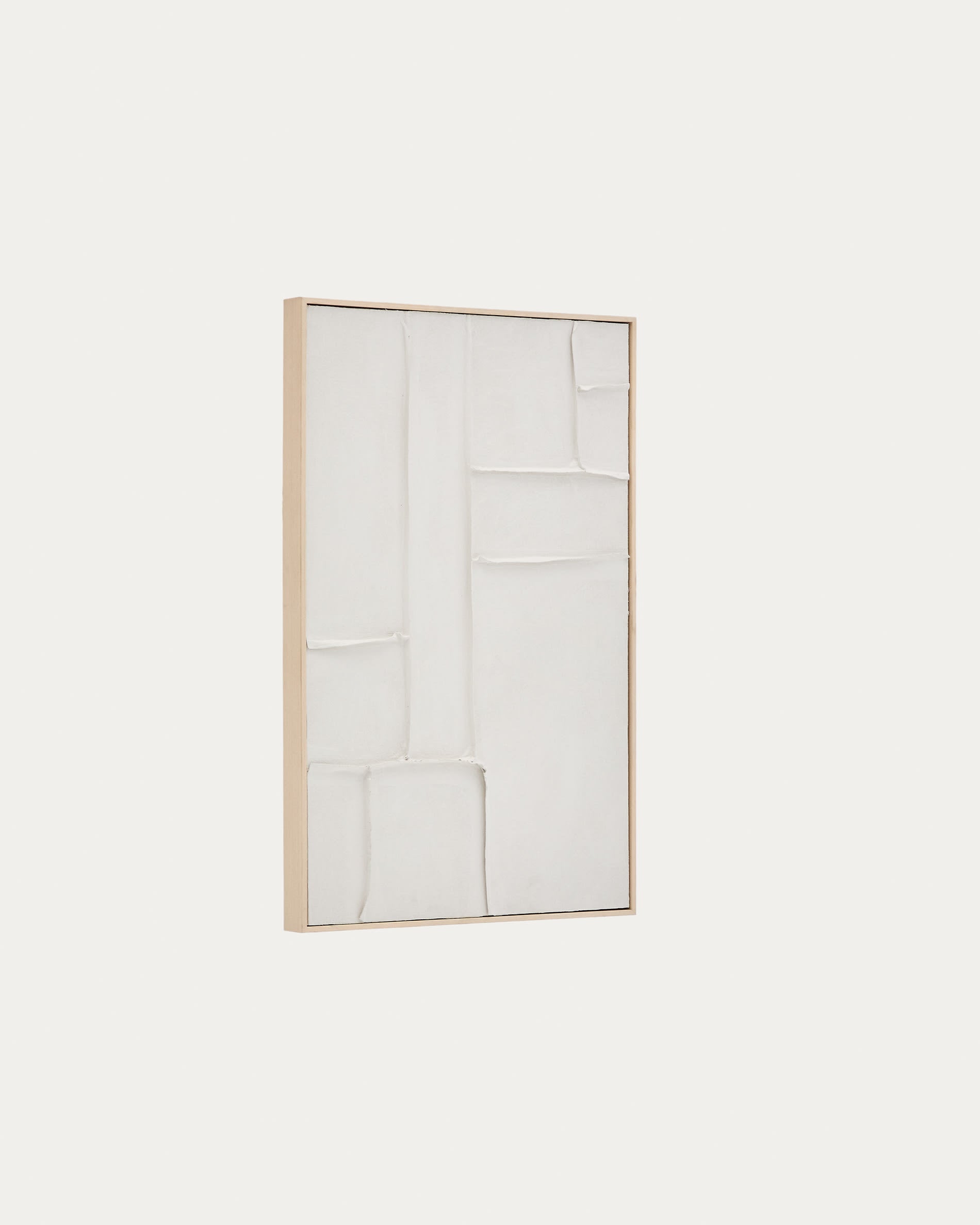 Modernes Leinwandbild Klis von Kave Home, 60 x 90 cm, mit ansprechenden weißen geometrischen Designs, ideal für zeitgemäße Inneneinrichtungen.