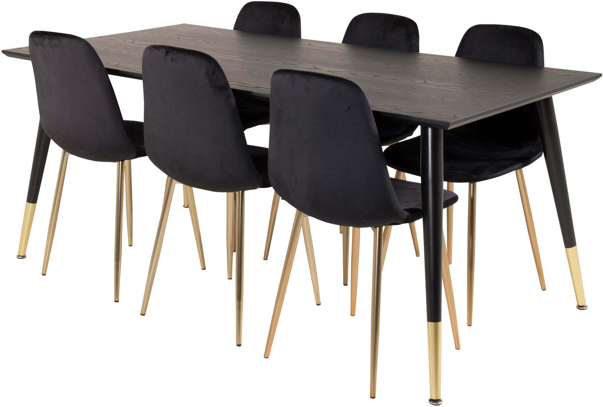 Elegantes Esszimmerset von Venture Home mit 180 cm Tisch und 6 hochwertigen Samt-Stühlen, ideal für stilvolle Dinner und gesellige Abende.