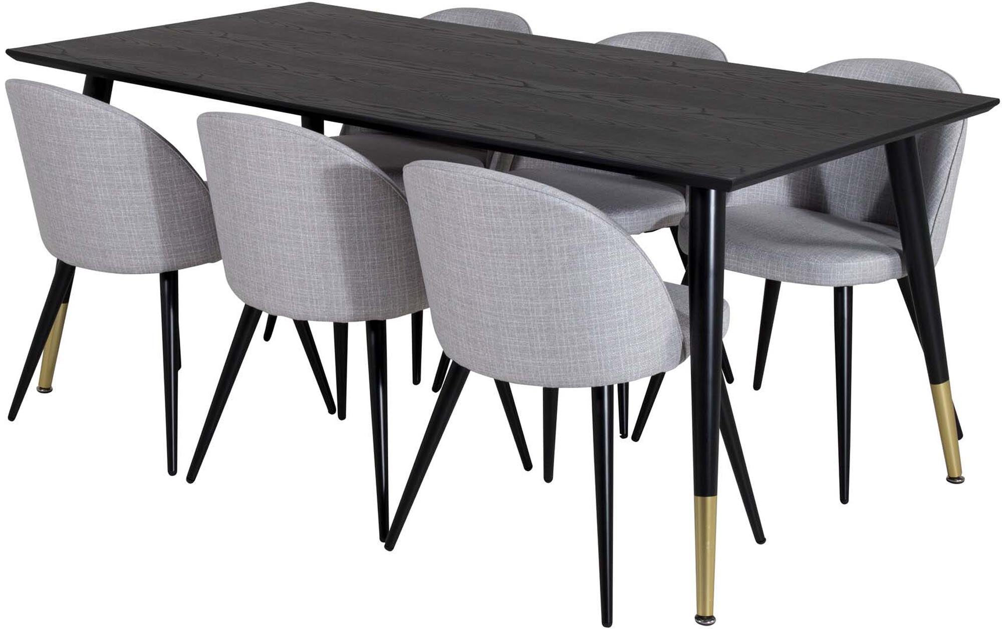 Elegantes Esszimmerset mit samtigen Oberflächen, 180 cm lang, für 6 Personen, ideal für stilvolle Essbereiche von Venture Home.