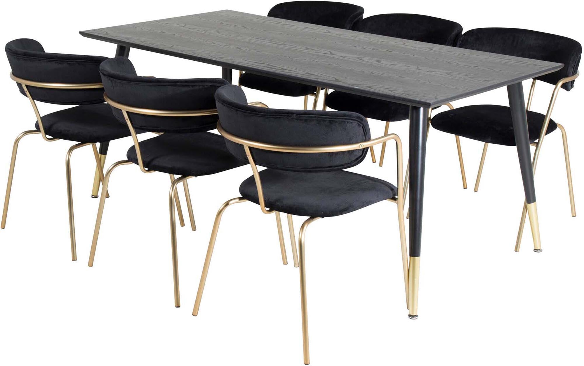 Elegantes Esszimmerset von Venture Home mit 180 cm Tisch und 6 modernen Stühlen, ideal für gesellige Abende und stilvolle Essbereiche.