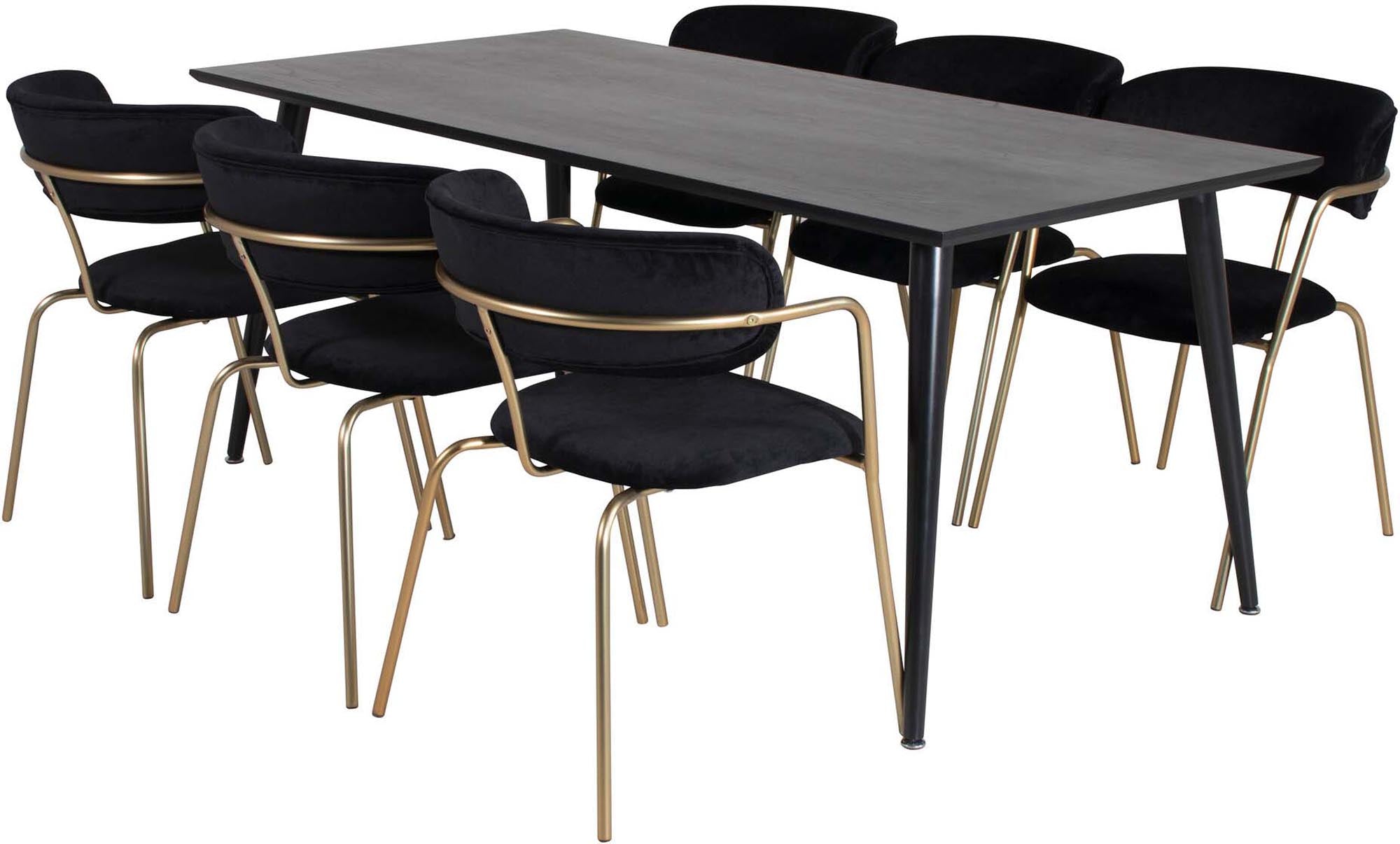 Elegantes Esszimmerset von Venture Home, bestehend aus einem 180 cm langen Tisch und 6 stilvollen Stühlen, perfekt für gesellige Runden.