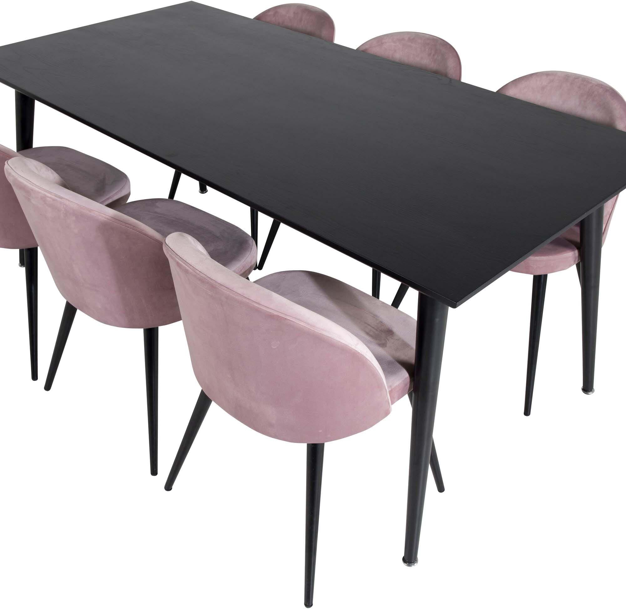 Elegantes Esszimmerset von Venture Home mit einem 180 cm langen Tisch und 6 hochwertigen Samt-Stühlen, ideal für einladende Esszimmer.