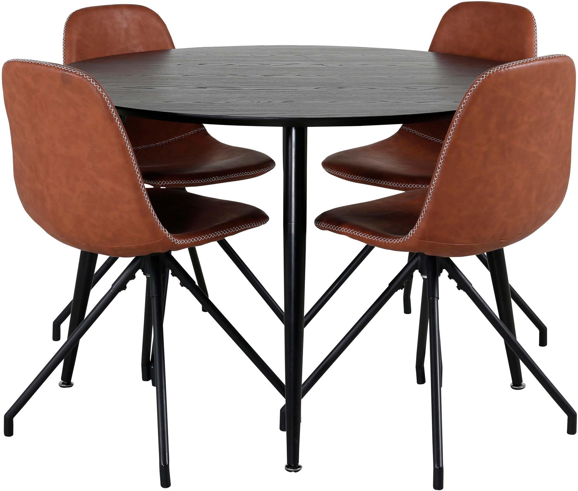 Elegantes Esszimmerset Dipp von Venture Home mit einem stilvollen runden Tisch und vier komfortablen Stühlen, ideal für gesellige Mahlzeiten.