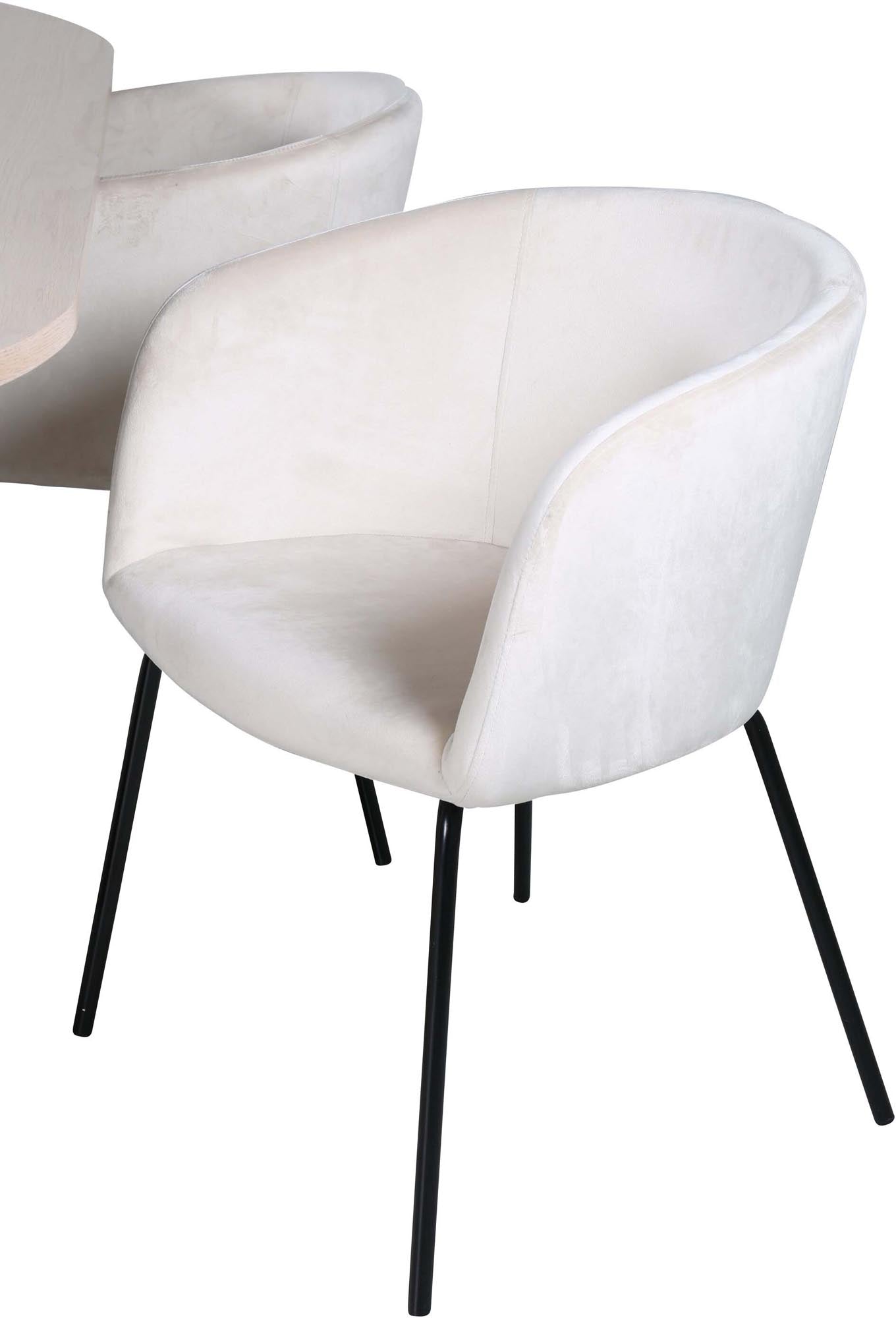 Elegantes Esszimmerset Bianca mit einem 200 cm langen Tisch und vier stilvollen Stühlen, ideal für gesellige Zusammenkünfte und festliche Anlässe.