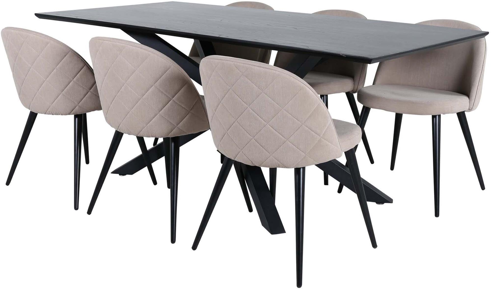 Elegantes Piazza Esszimmerset mit 180 cm Tisch und 6 stilvollen Velvet-Stühlen, ideal für gesellige Abende und stilvolle Essbereiche.