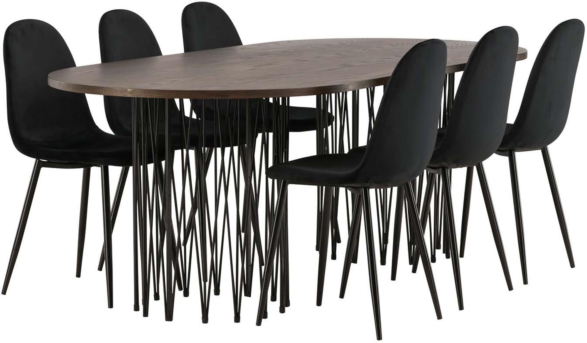 Modernes Esszimmerset aus Stein mit 6 geschmackvollen Stühlen, perfekt für stilvolle Esszimmer und gesellige Zusammenkünfte.