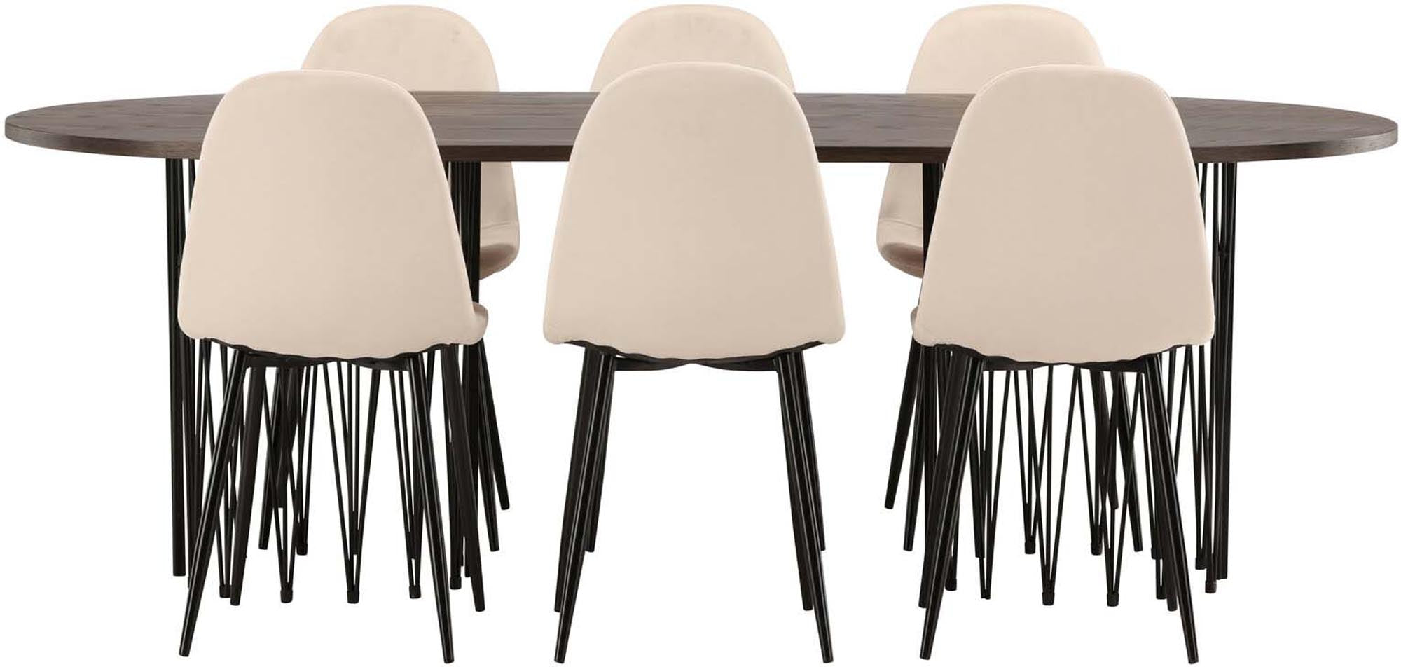 Elegantes Esszimmerset aus hochwertigem Stein mit 6 geschmackvollen Stühlen, perfekt für stilvolle Dinnerpartys und gemütliche Zusammenkünfte.