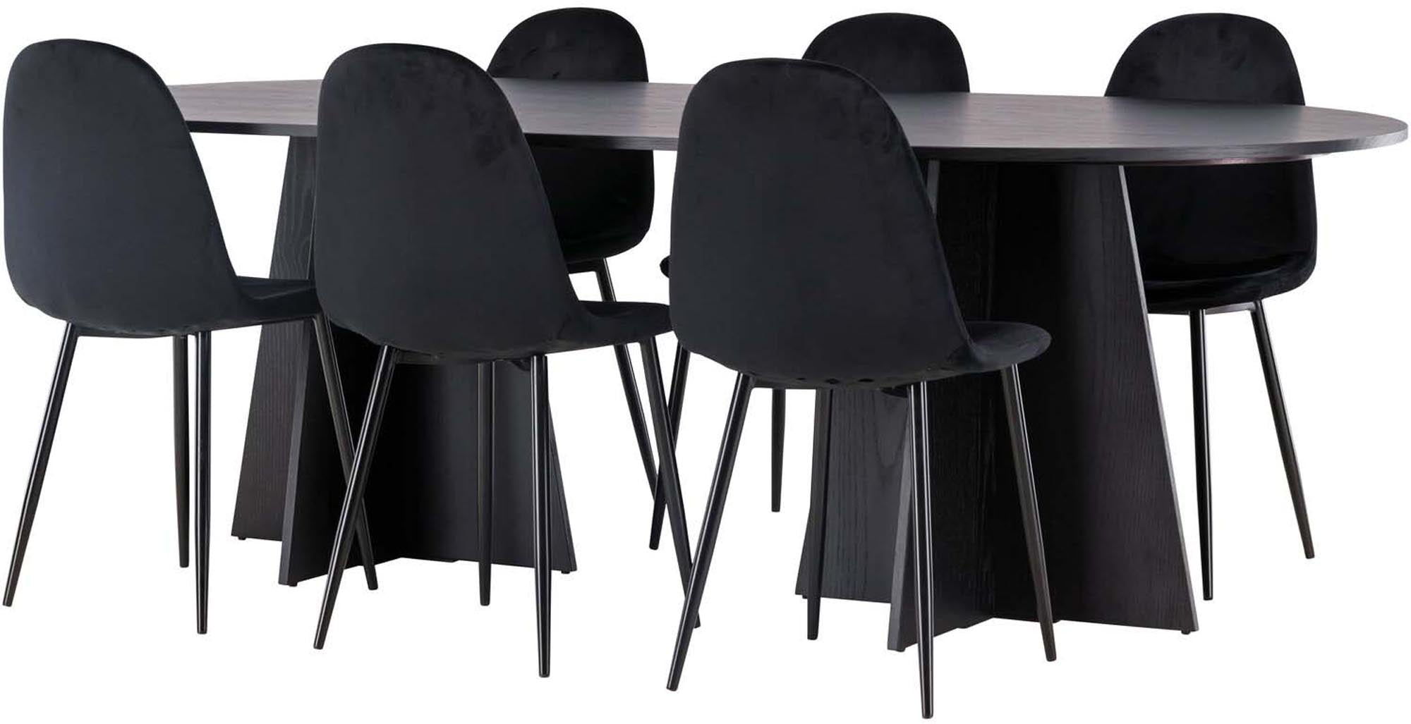 Modernes Bootcut Esszimmerset von Venture Home, 230 cm, bestehend aus 6 Stühlen, perfekt für einladende Dinnerpartys und gemütliche Familienessen.