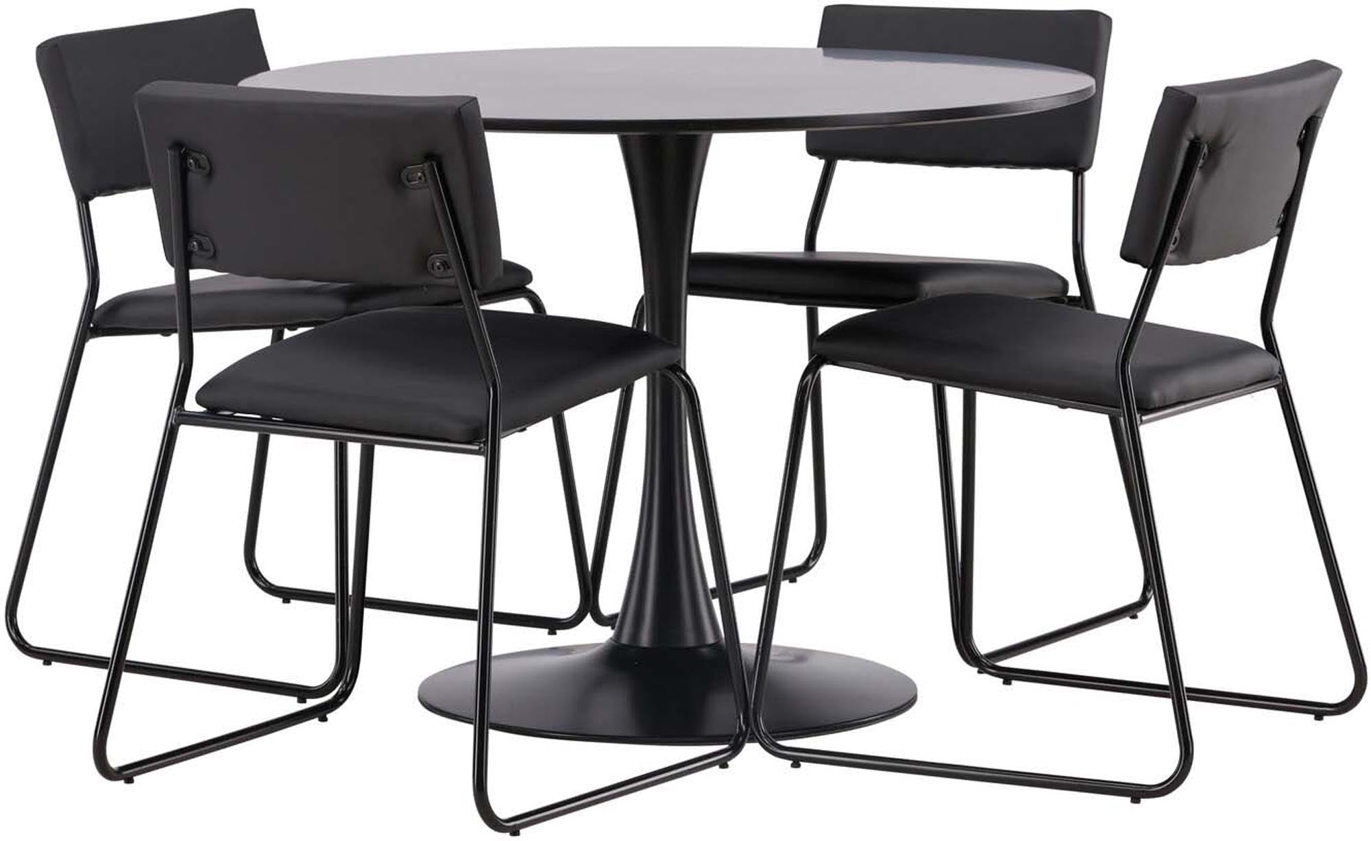 Elegantes Esszimmerset von Venture Home: Runder Tisch mit 100 cm Durchmesser und 4 stilvollen Kenth-Stühlen, perfekt für moderne Essbereiche.