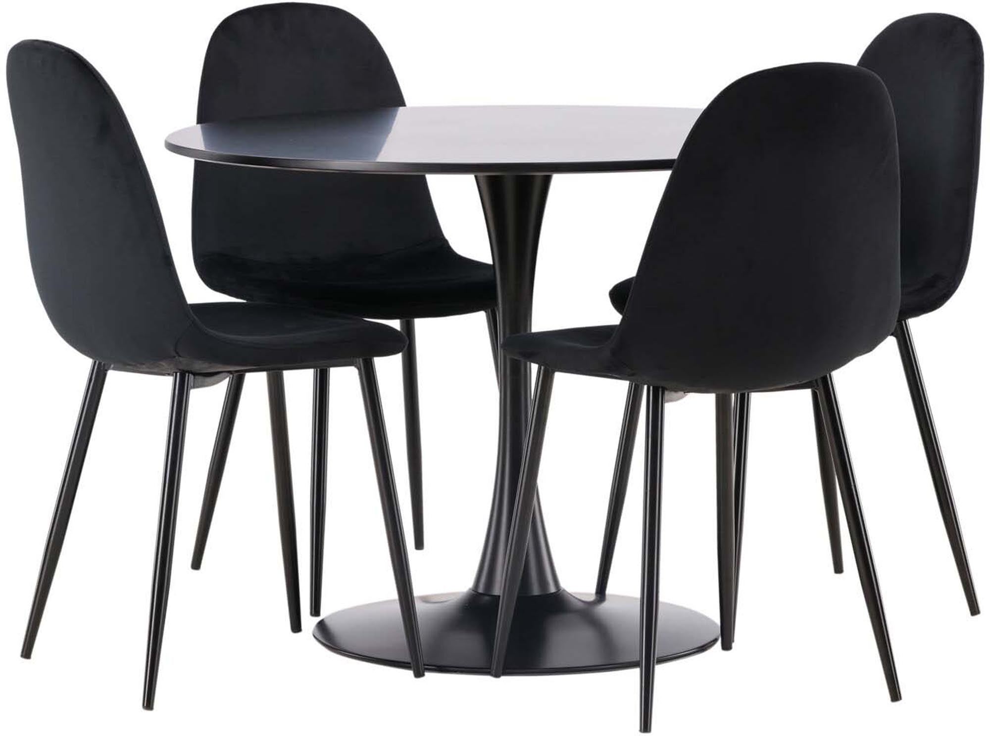 Stilvolles Esszimmerset von Venture Home mit runden Tisch (100 cm) und vier eleganten Stühlen, ideal für zeitgemäße Essbereiche.