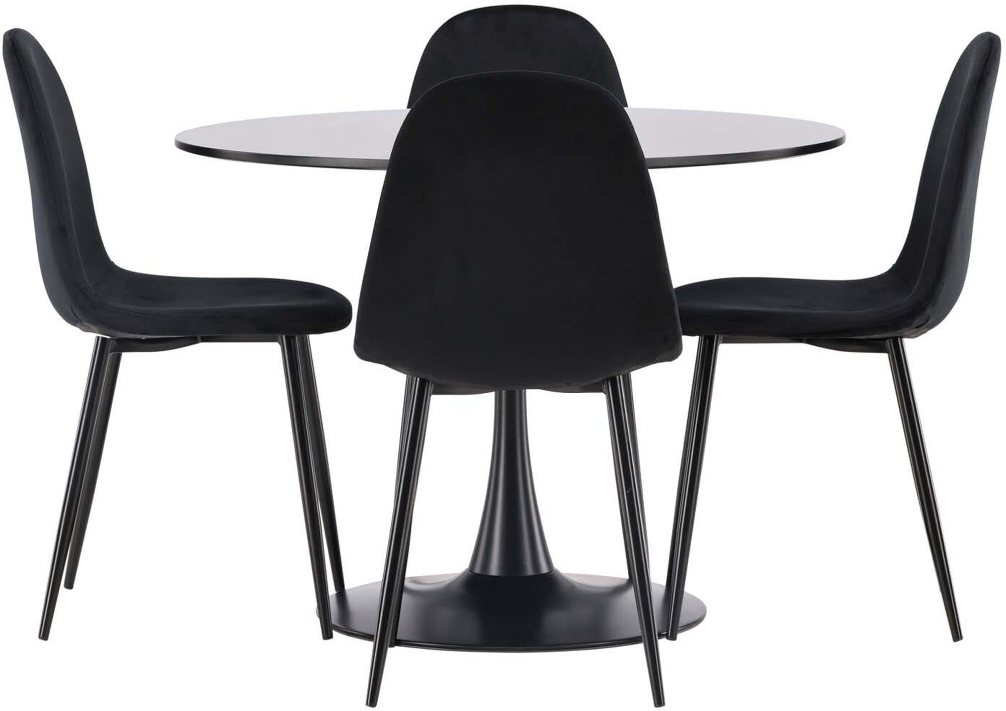 Stylisches Esszimmerset von Venture Home mit rundem Tisch (⌀100cm) und 4 bequemen Stühlen im skandinavischen Stil, ideal für jedes Esszimmer.