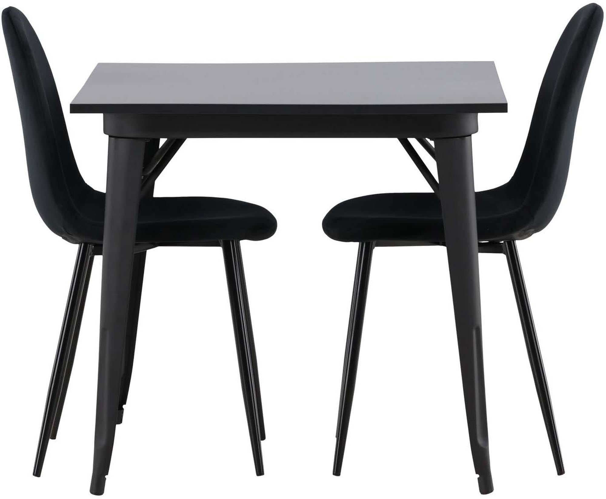 Modernes Esszimmerset Tempe mit 80 cm Tisch und zwei eleganten Polar-Stühlen, ideal für stilvolle Essbereiche und gesellige Anlässe.