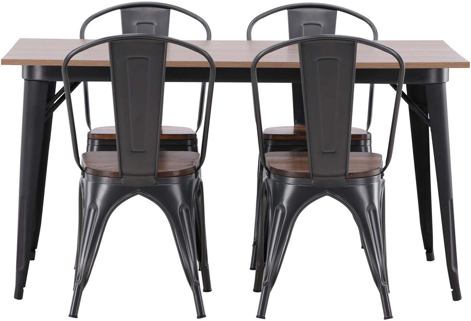 Modernes Esszimmerset Tempe mit 140 cm Tisch und vier stilvollen Stühlen, ideal für gemütliche Familienessen und gesellige Abende.