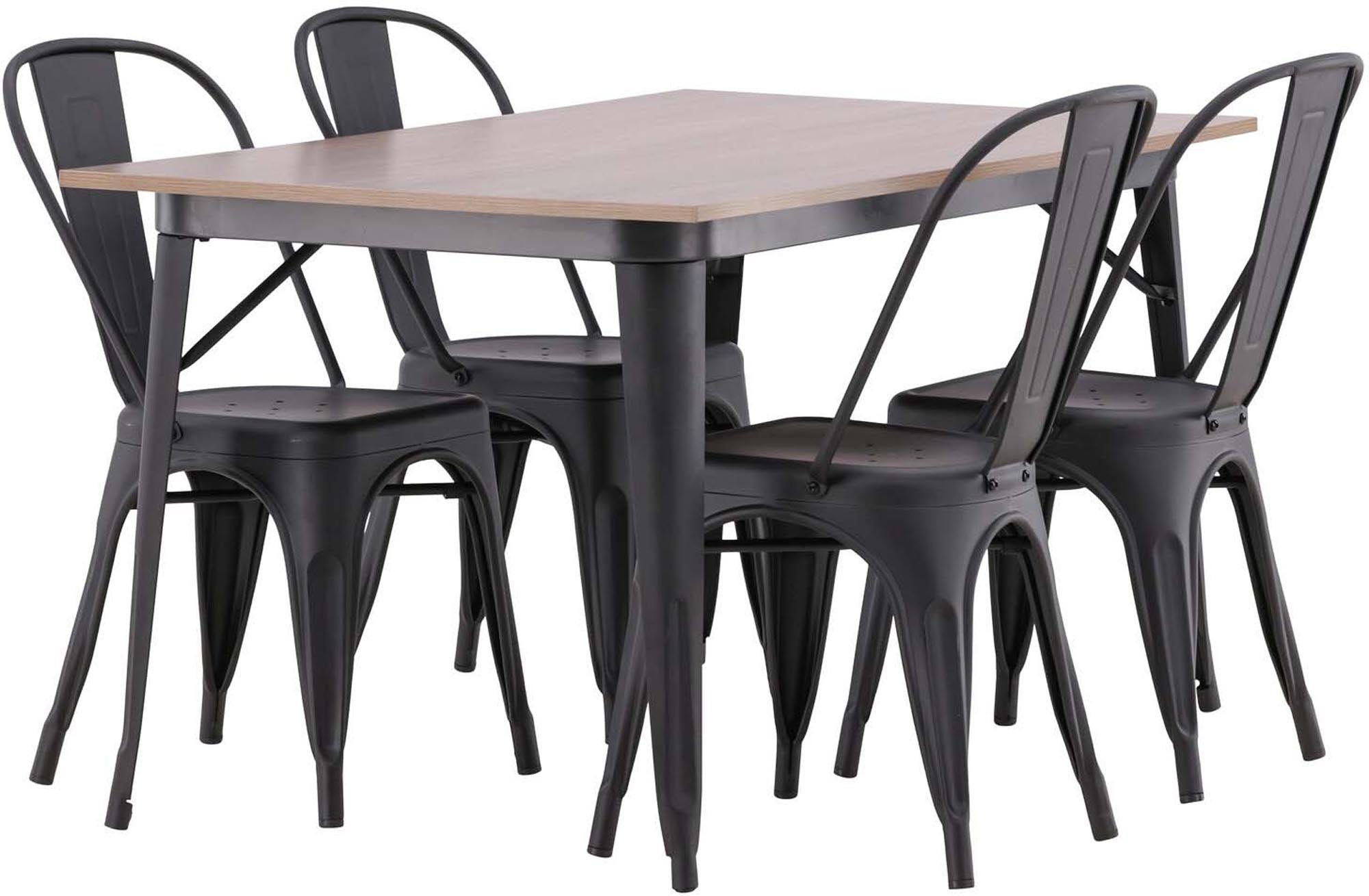 Modernes Esszimmerset Tempe mit 140 cm Tisch und vier stilvollen Stühlen, perfekt für gemütliche Dinnerabende und gesellige Zusammenkünfte.