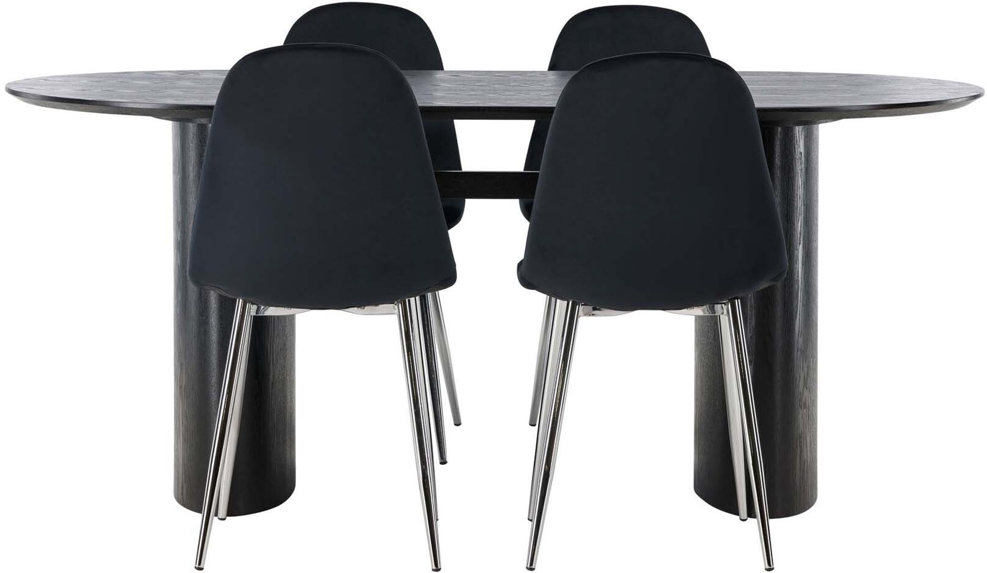 Elegantes Esszimmerset bestehend aus einem 180 cm langen Tisch und vier stilvollen Stühlen, ideal für moderne Wohnräume.