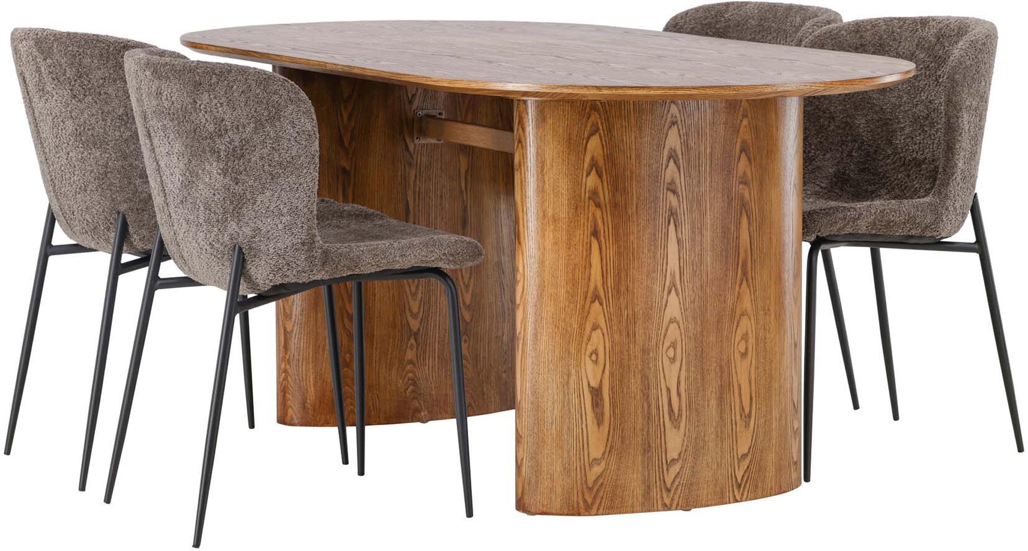 Elegantes Esszimmerset Isolde mit Modesto Tisch (180 cm) und 4 stilvollen Stühlen für ein modernes Ambiente.