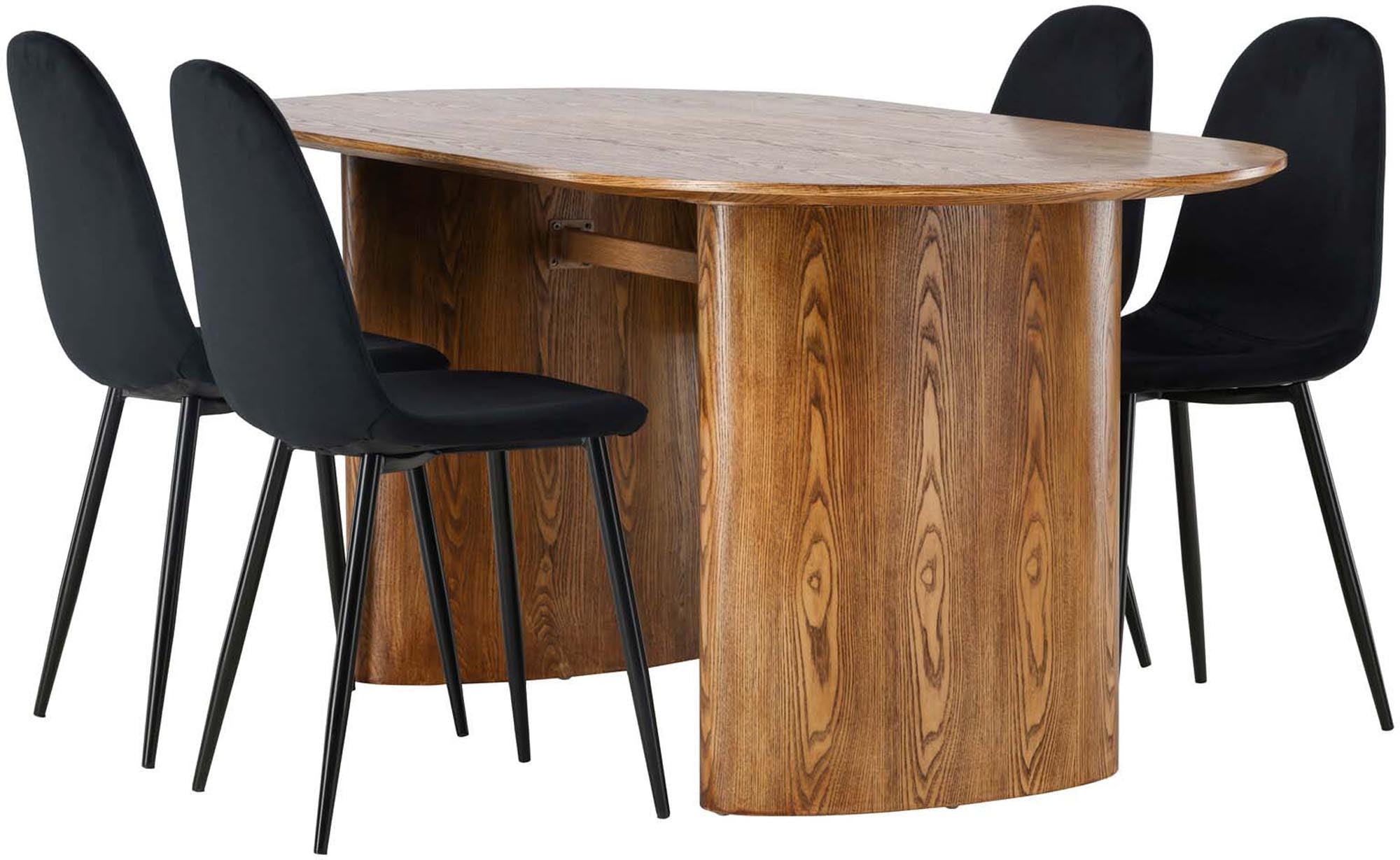 Elegantes Esszimmerset Isolde mit Polar Tisch (180 cm) und 4 Stühlen, ideal für gemütliche Familienessen und stilvolle Anlässe.