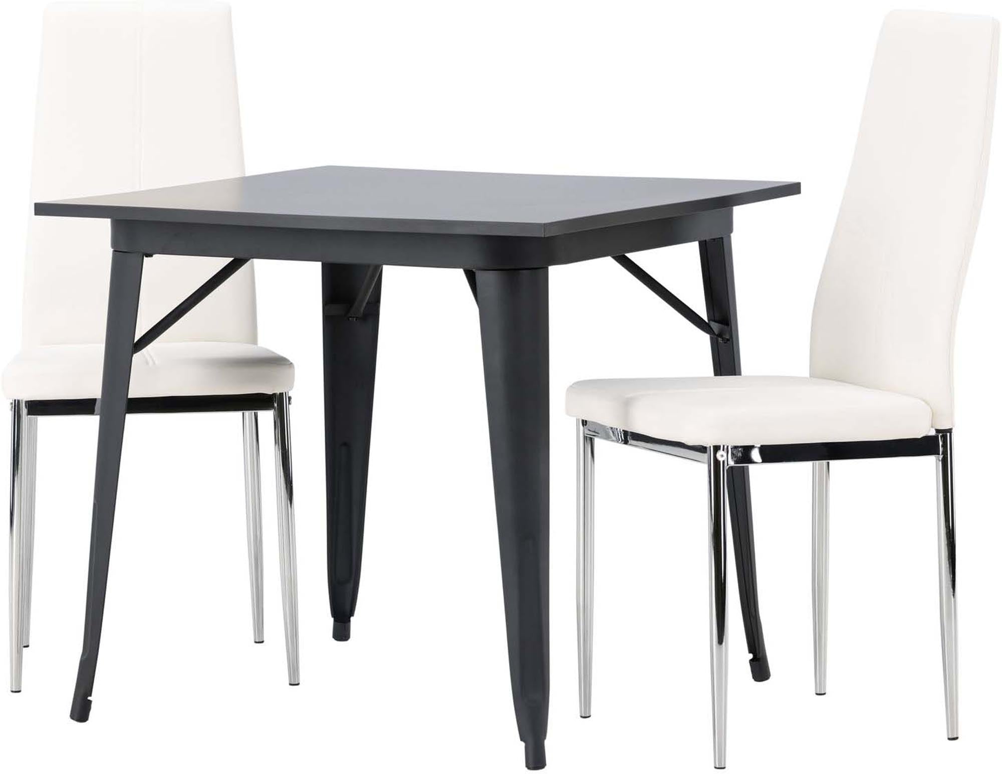 Modernes Esszimmerset bestehend aus einem 80 cm großen Tisch und zwei stilvollen Stühlen von Venture Home, ideal für gemütliche Essbereiche.