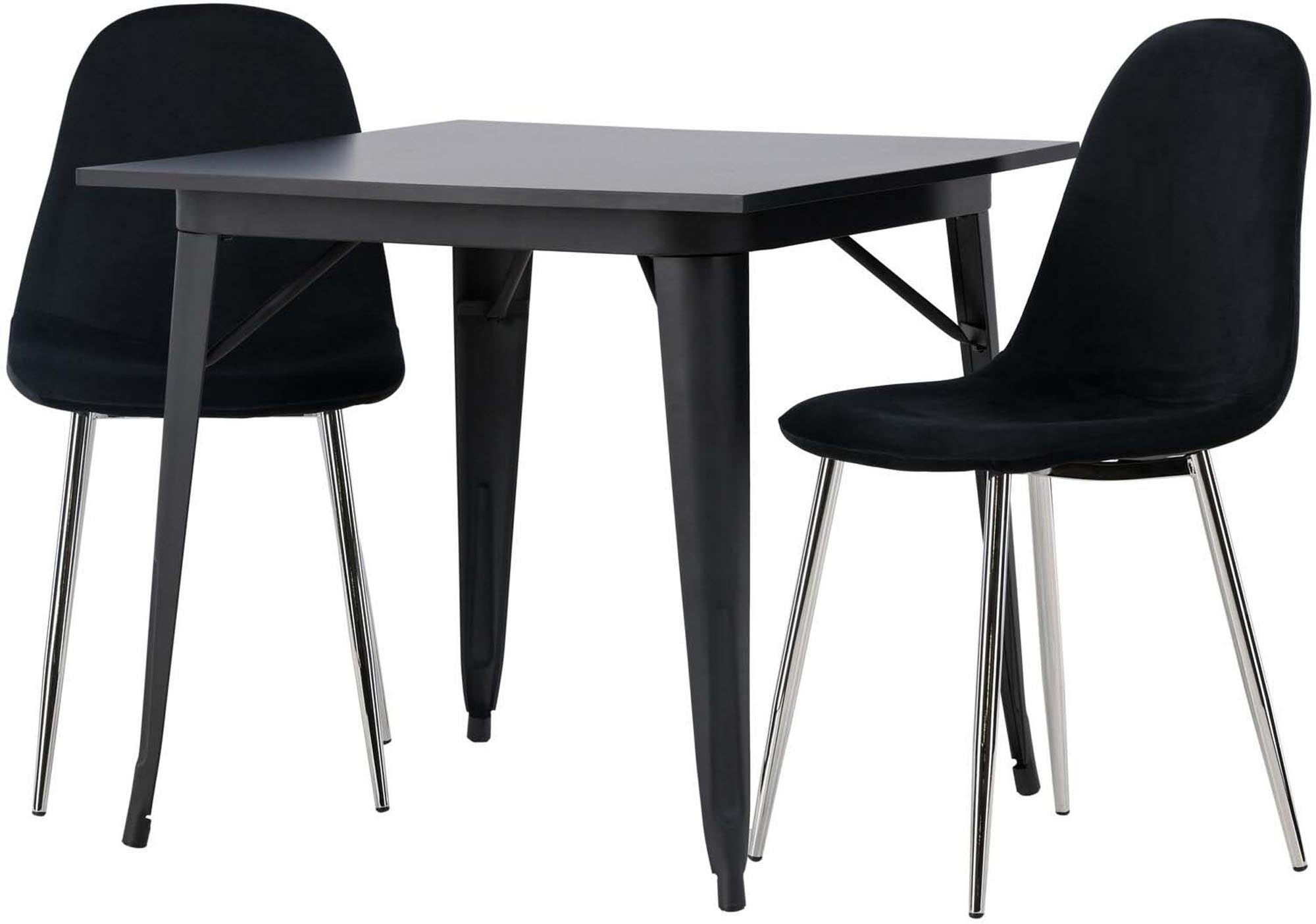 Modernes Esszimmerset Tempe mit einem kompakten 80 cm Tisch und zwei geschmackvollen Polar-Stühlen, ideal für gemütliche Mahlzeiten und kleine Essbereiche.